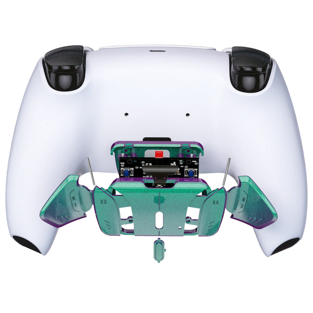 eXtremeRate Turn RISE to RISE4 Kit – Redesigned K1 K2 K3 K4 Back Buttons Housing & Remap PCB Board for eXtremeRate RISE & RISE4 Remap kit, Compatible with PS5 Controller - Chameleon Green Purple eXtremeRate