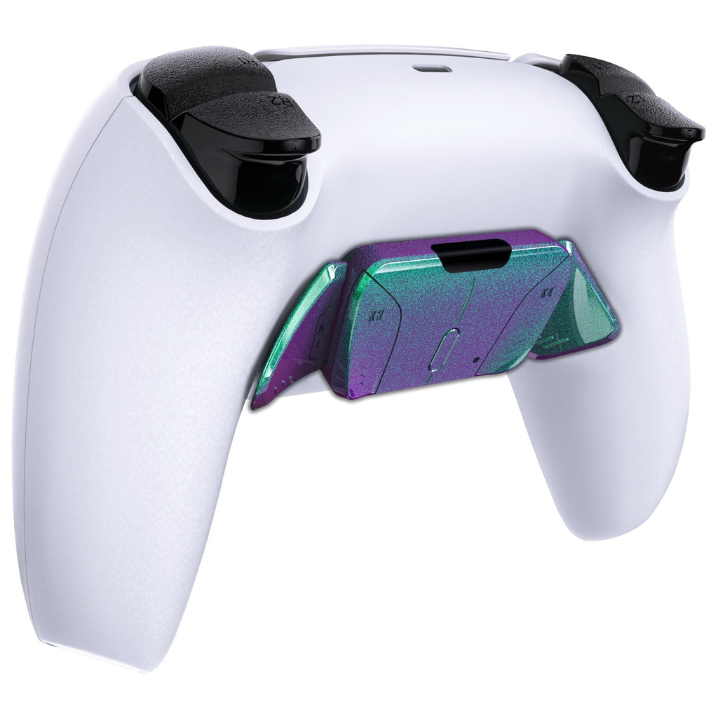 eXtremeRate Turn RISE to RISE4 Kit – Redesigned K1 K2 K3 K4 Back Buttons Housing & Remap PCB Board for eXtremeRate RISE & RISE4 Remap kit, Compatible with PS5 Controller - Chameleon Green Purple eXtremeRate