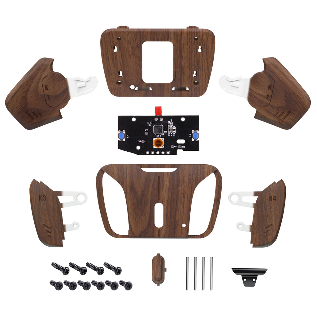 eXtremeRate Turn RISE to RISE4 Kit – Redesigned K1 K2 K3 K4 Back Buttons Housing & Remap PCB Board for eXtremeRate RISE & RISE4 Remap kit, Compatible with PS5 Controller - Wood Grain eXtremeRate
