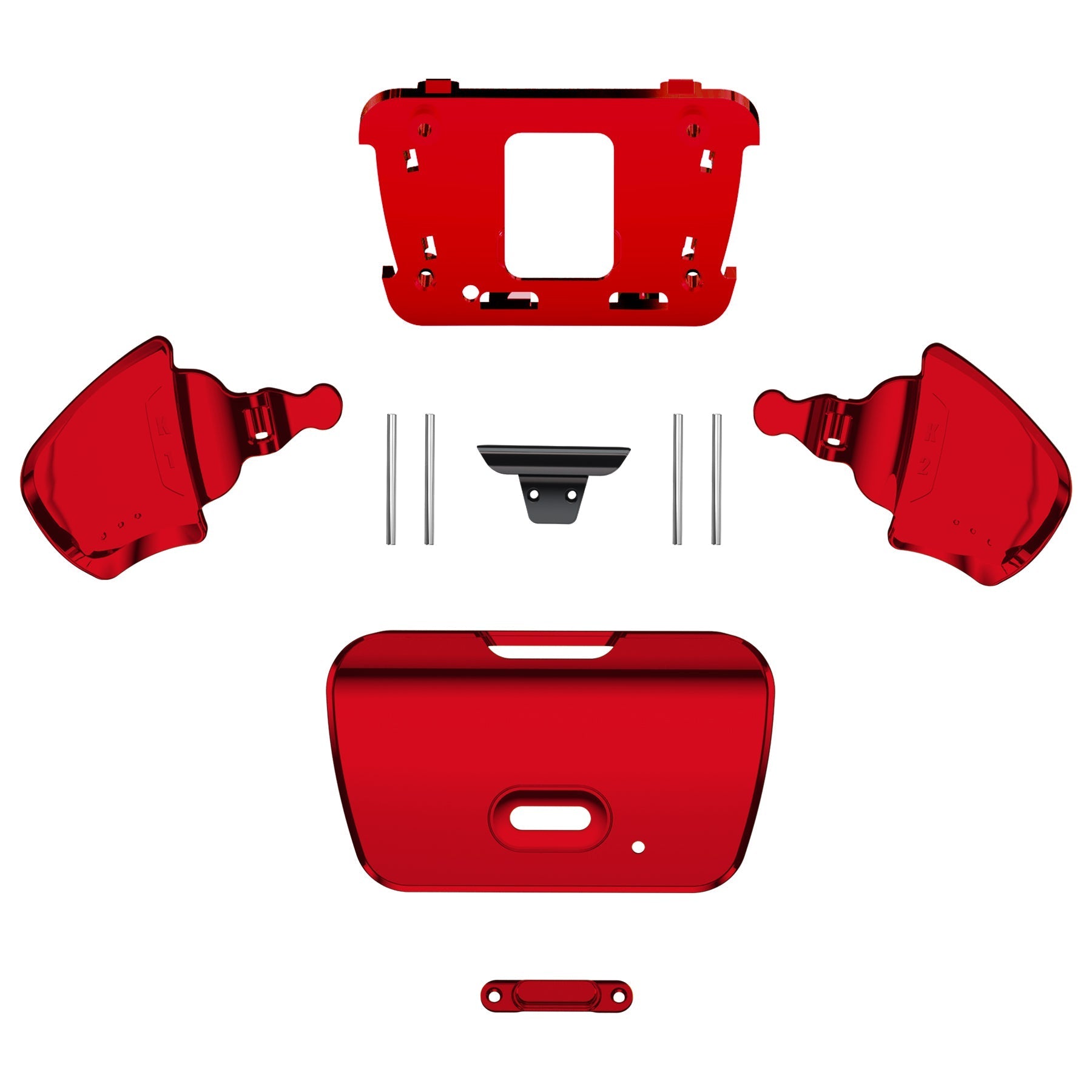 eXtremeRate Replacement Redesigned K1 K2 Back Buttons for eXtremerate RISE Remap Kit, Compatible with PS5 Controller - Chrome Red eXtremeRate