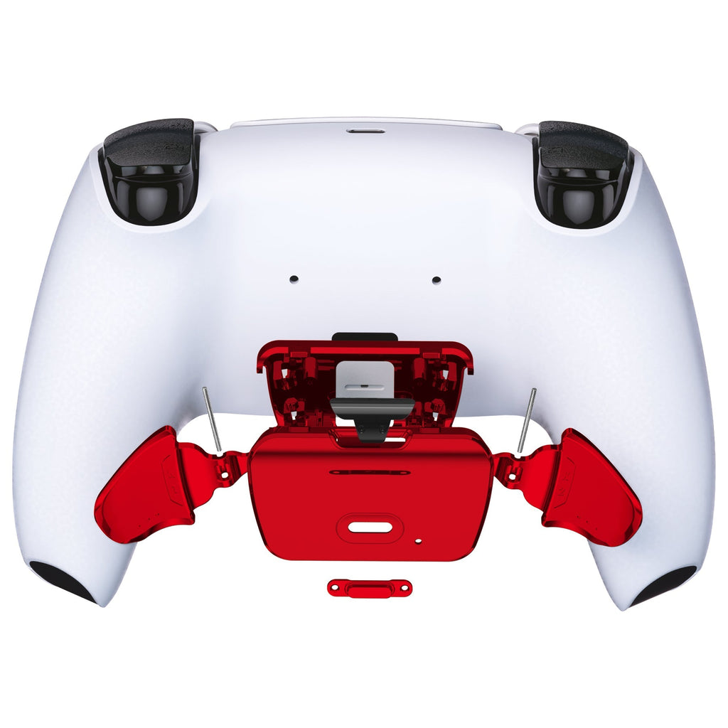 eXtremeRate Replacement Redesigned K1 K2 Back Buttons for eXtremerate RISE Remap Kit, Compatible with PS5 Controller - Chrome Red eXtremeRate