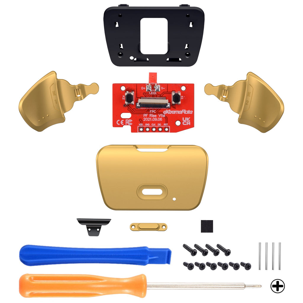 eXtremeRate Real Metal Buttons (RMB) Version Redesigned K1 K2 Back Buttons & Remap PCB Board for eXtremerate RISE Remap Kit, Compatible with PS5 Controller - Gold eXtremeRate