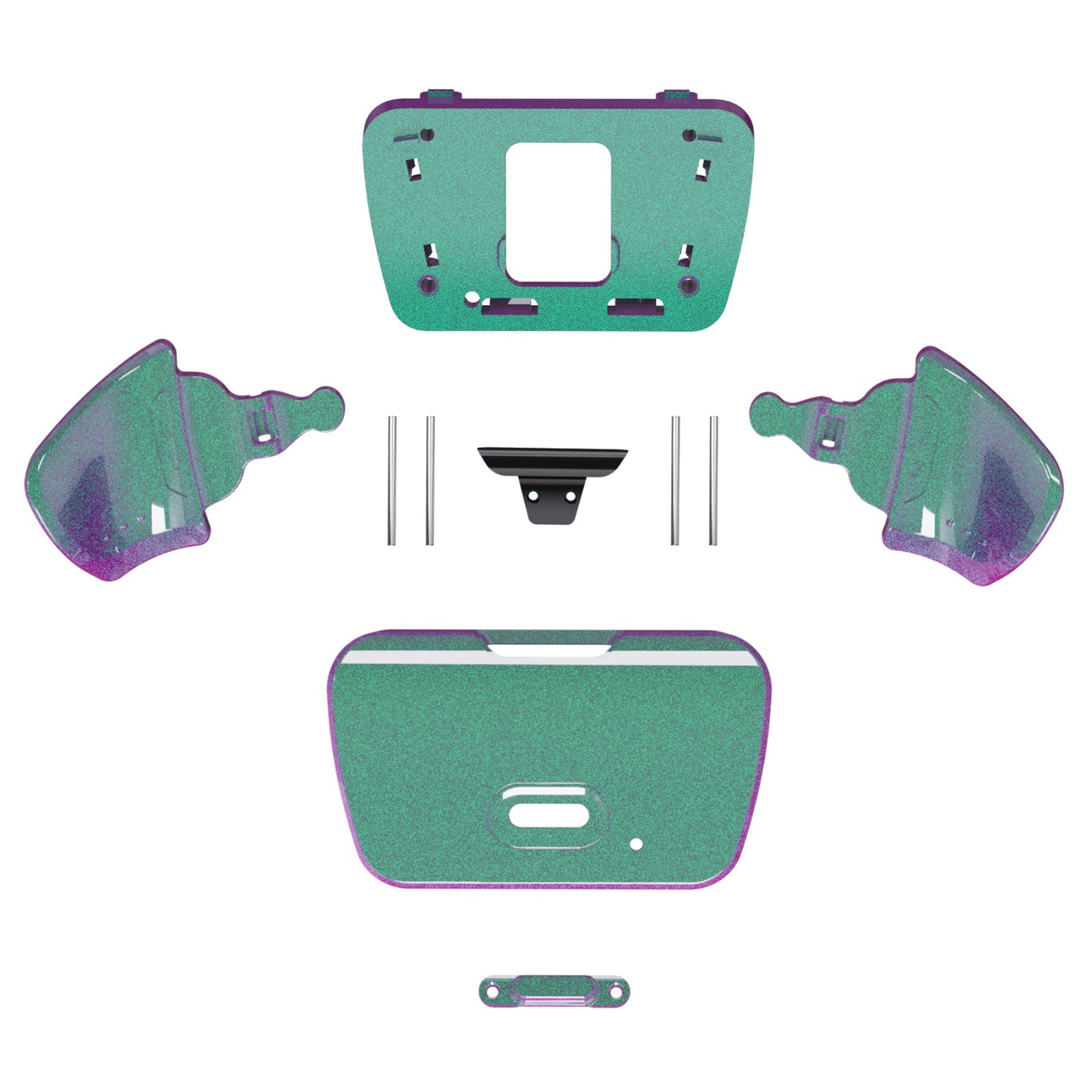 eXtremeRate Replacement Redesigned K1 K2 Back Buttons for eXtremerate RISE Remap Kit, Compatible with PS5 Controller - Chameleon Green Purple eXtremeRate