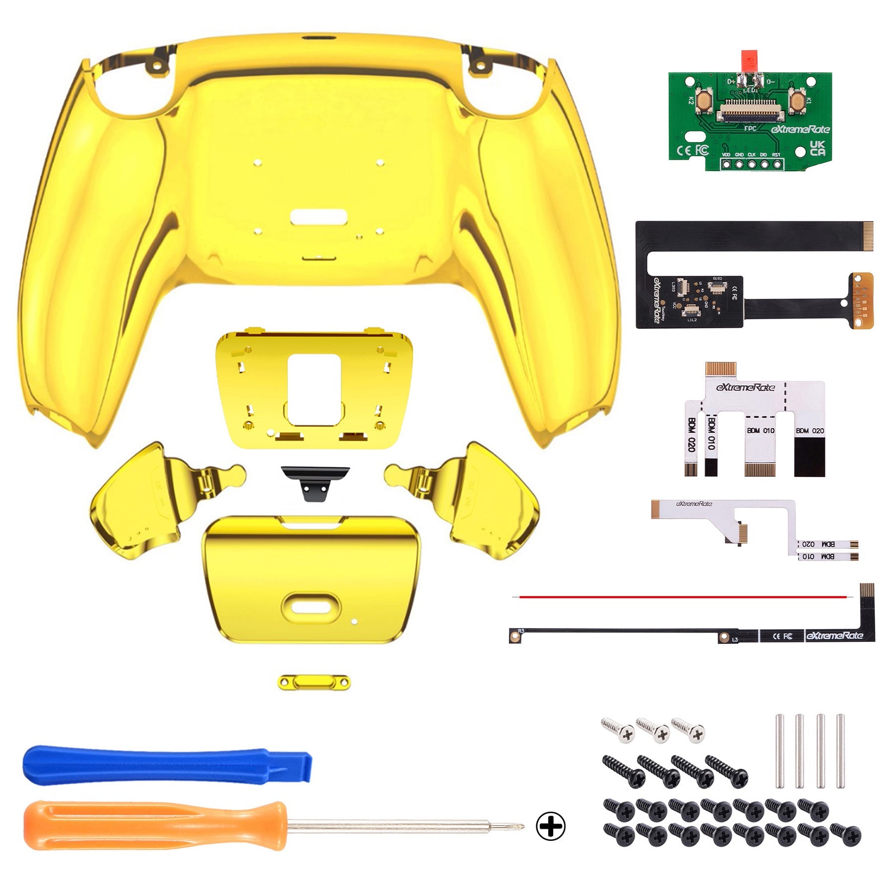 eXtremeRate Remappable Rise 2.0 Remap Kit for PS5 Controller BDM-010 & BDM-020 - Chrome Gold eXtremeRate