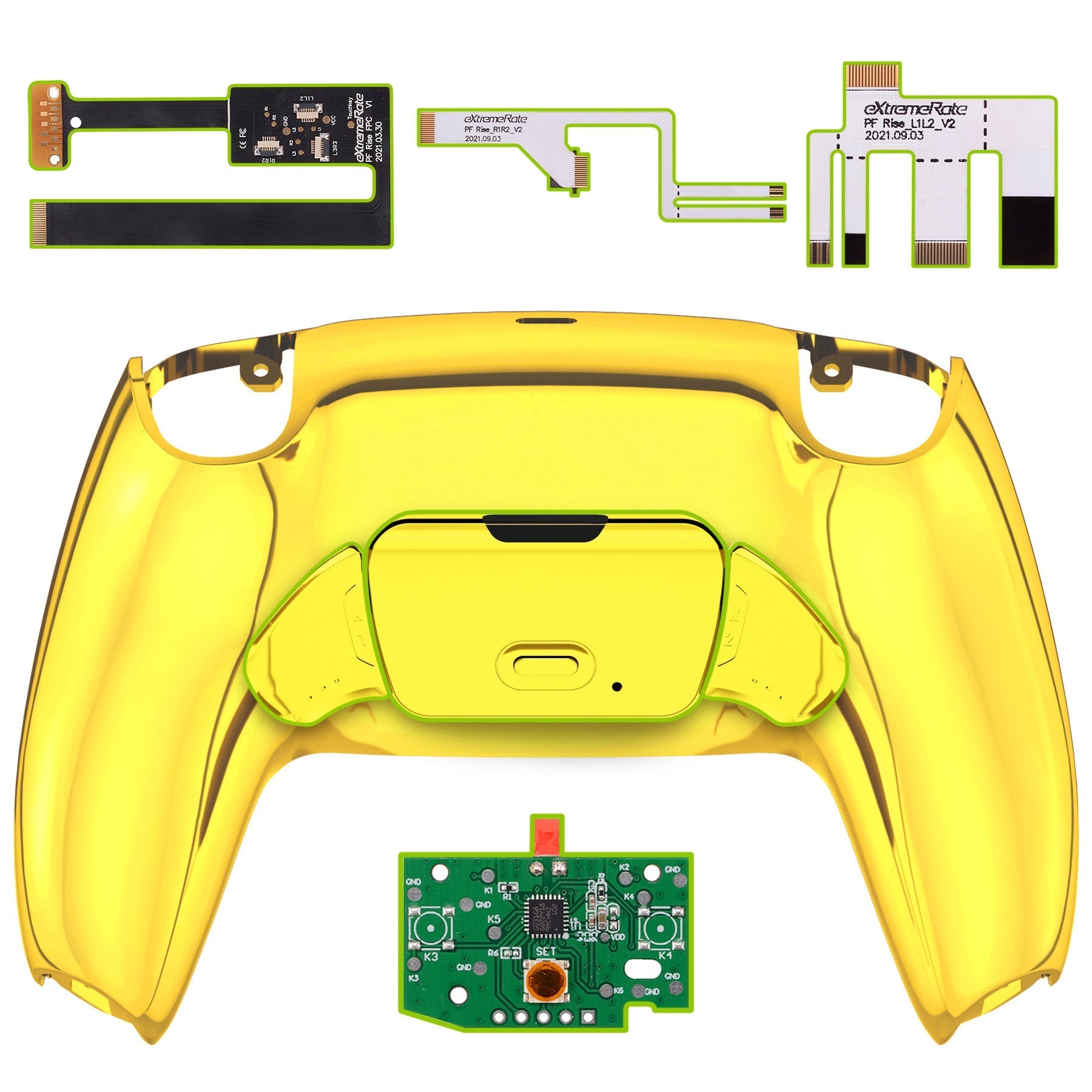 eXtremeRate Remappable Rise 2.0 Remap Kit for PS5 Controller BDM-010 & BDM-020 - Chrome Gold eXtremeRate