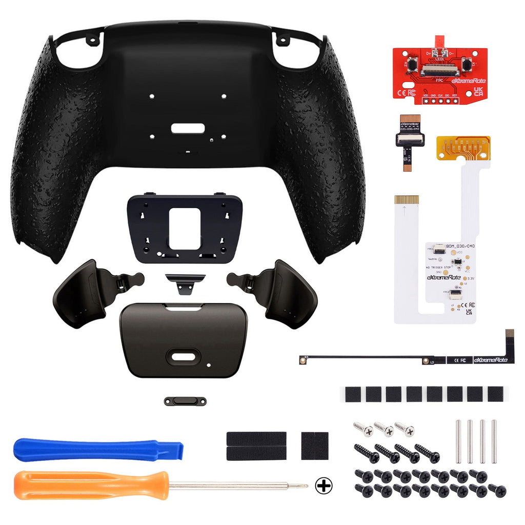eXtremeRate Black Real Metal Buttons (RMB) Version RISE V3 Remap Kit for PS5 Controller BDM-030/040/050 - Textured Black eXtremeRate