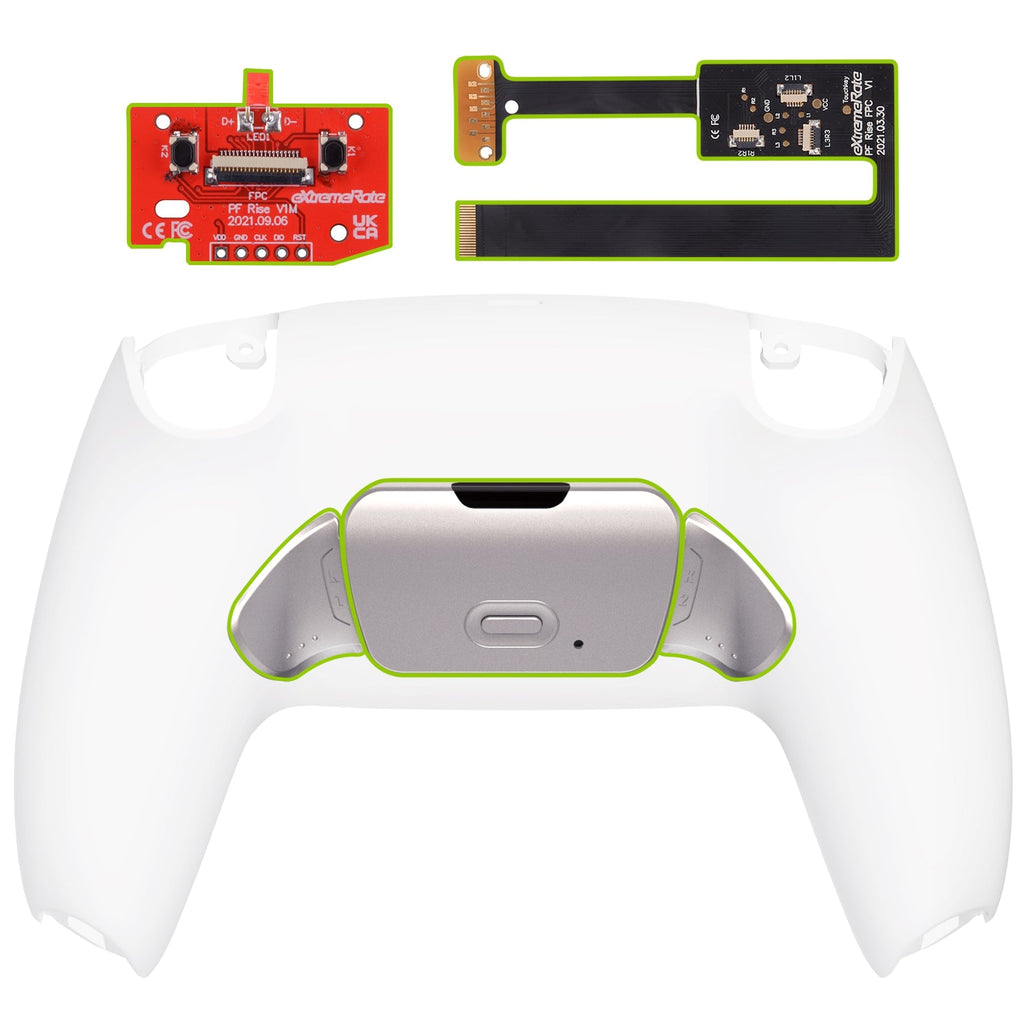 eXtremeRate Silver Real Metal Buttons (RMB) Version RISE 2.0 Remap Kit for PS5 Controller BDM-010/020 - White eXtremeRate