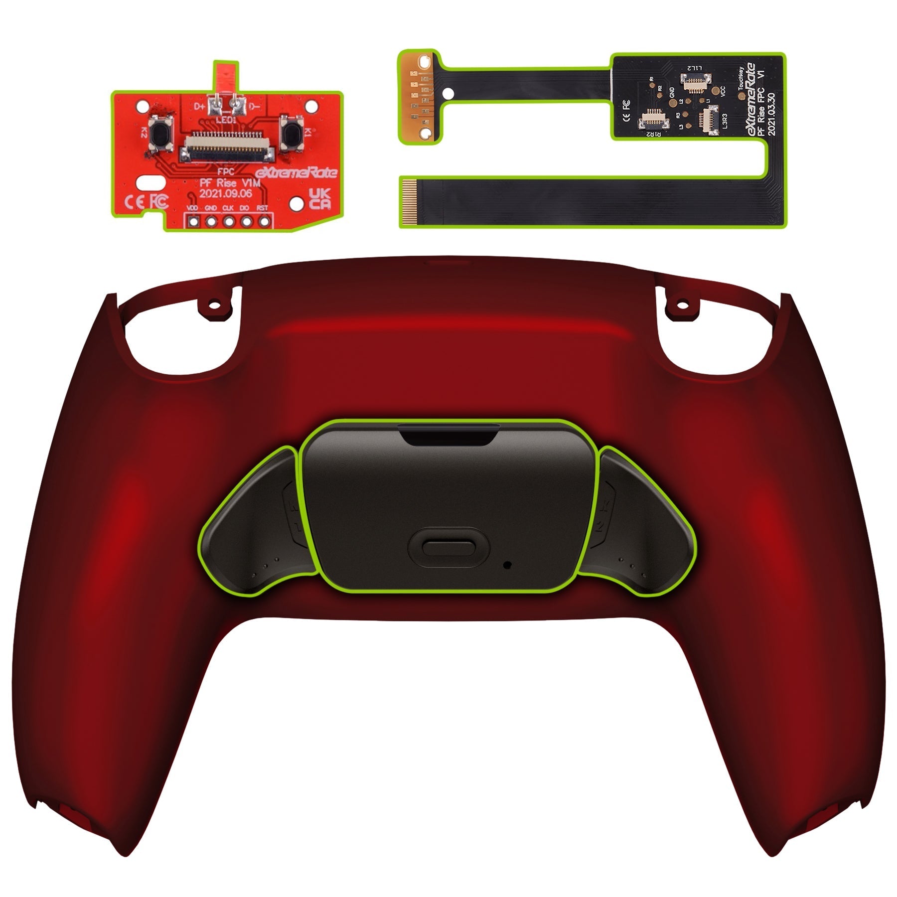 eXtremeRate Black Real Metal Buttons (RMB) Version RISE 2.0 Remap Kit for PS5 Controller BDM-010/020 - Scarlet Red eXtremeRate