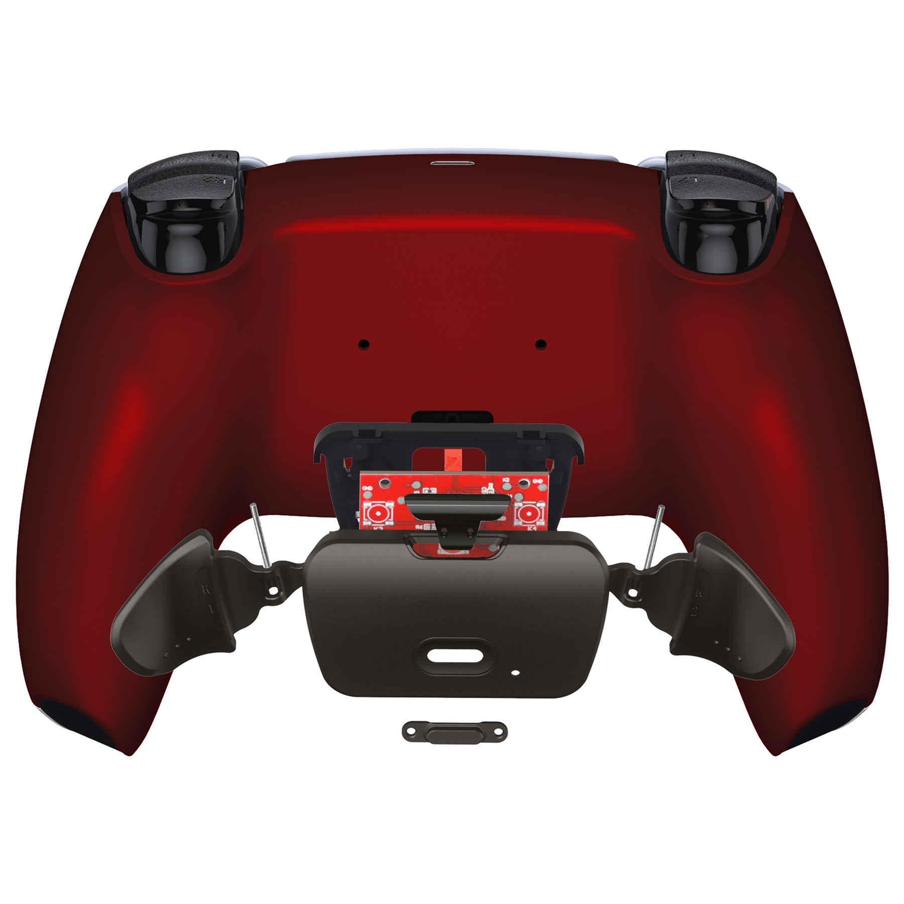 eXtremeRate Black Real Metal Buttons (RMB) Version RISE 2.0 Remap Kit for PS5 Controller BDM-010/020 - Scarlet Red eXtremeRate