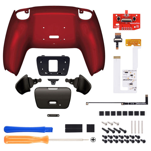 eXtremeRate Black Real Metal Buttons (RMB) Version RISE V3 Remap Kit for PS5 Controller BDM-030/040/050 - Scarlet Red eXtremeRate