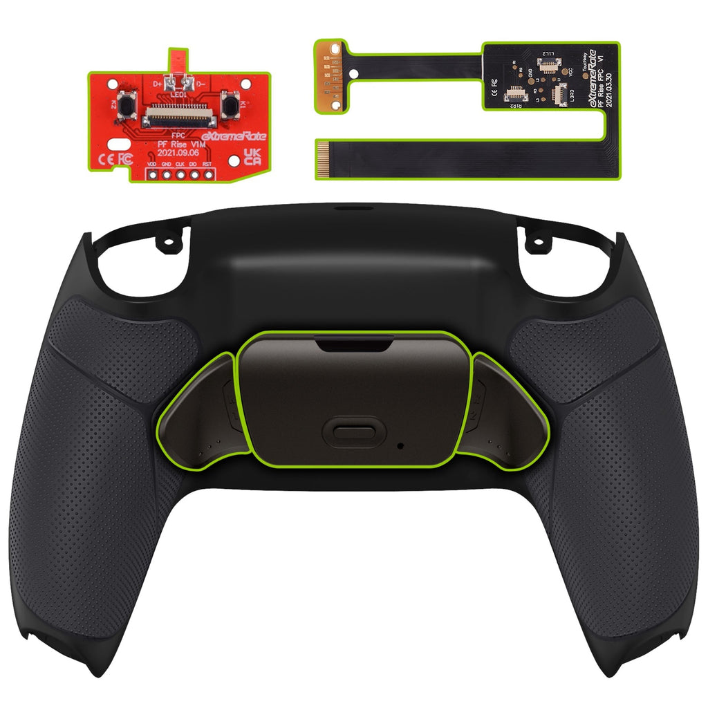 eXtremeRate Black Real Metal Buttons (RMB) Version RISE 2.0 Remap Kit for PS5 Controller BDM-010/020 - Rubberized Black eXtremeRate