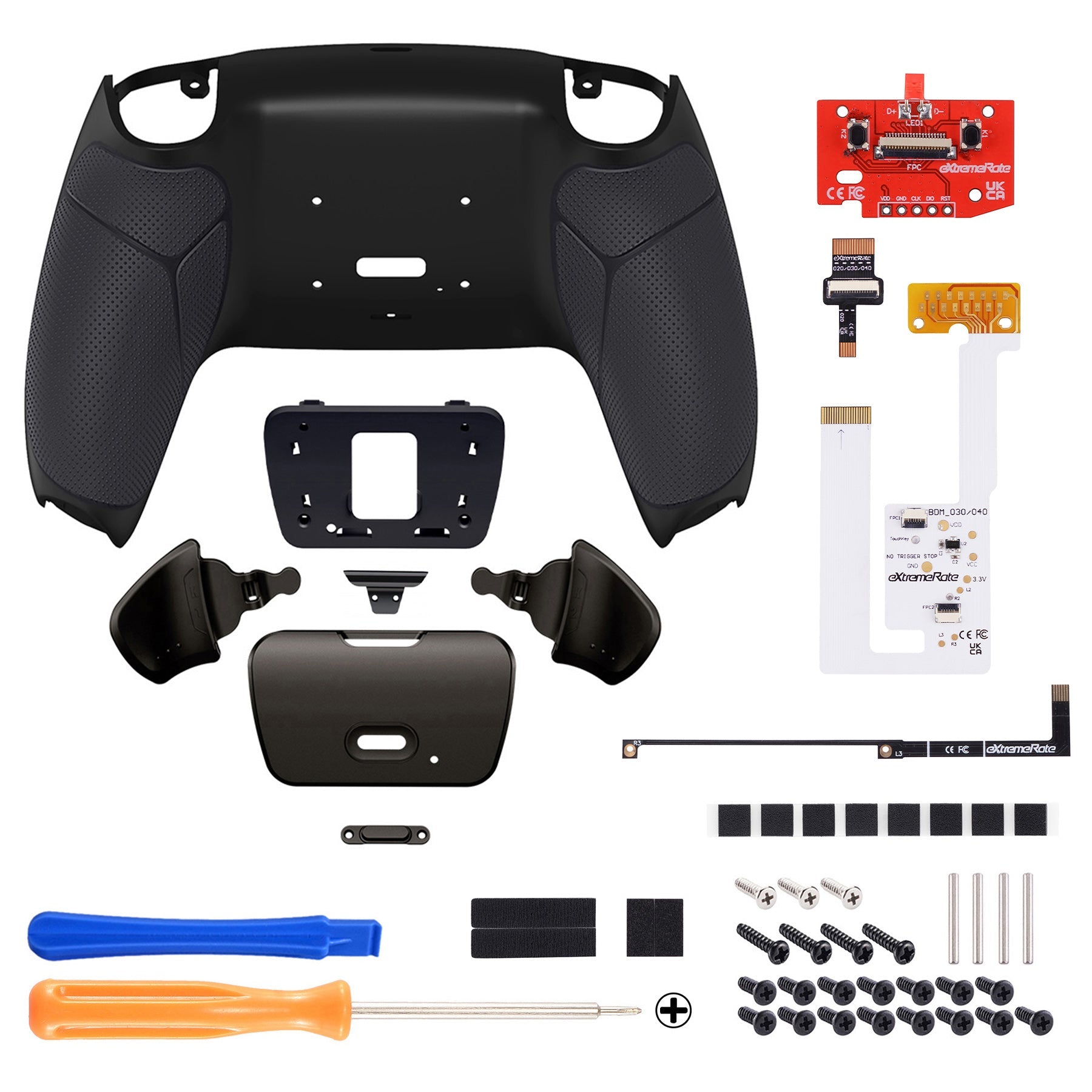 eXtremeRate Black Real Metal Buttons (RMB) Version RISE V3 Remap Kit for PS5 Controller BDM-030/040/050 - Rubberized Black eXtremeRate