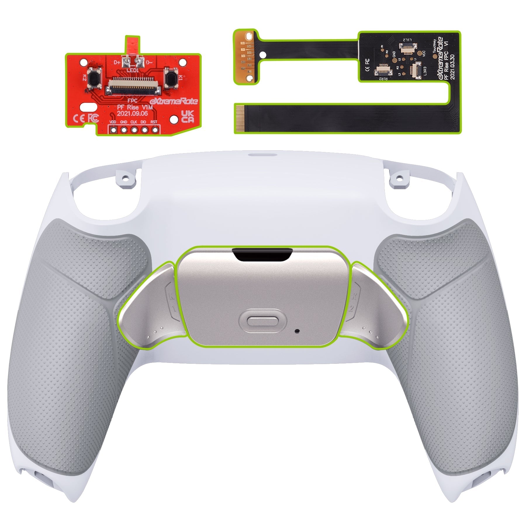 eXtremeRate Silver Real Metal Buttons (RMB) Version RISE 2.0 Remap Kit for PS5 Controller BDM-010/020 - Rubberized Gray eXtremeRate