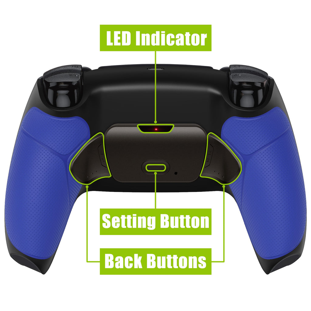 eXtremeRate Black Real Metal Buttons (RMB) Version RISE 2.0 Remap Kit for PS5 Controller BDM-010/020 - Rubberized Blue eXtremeRate