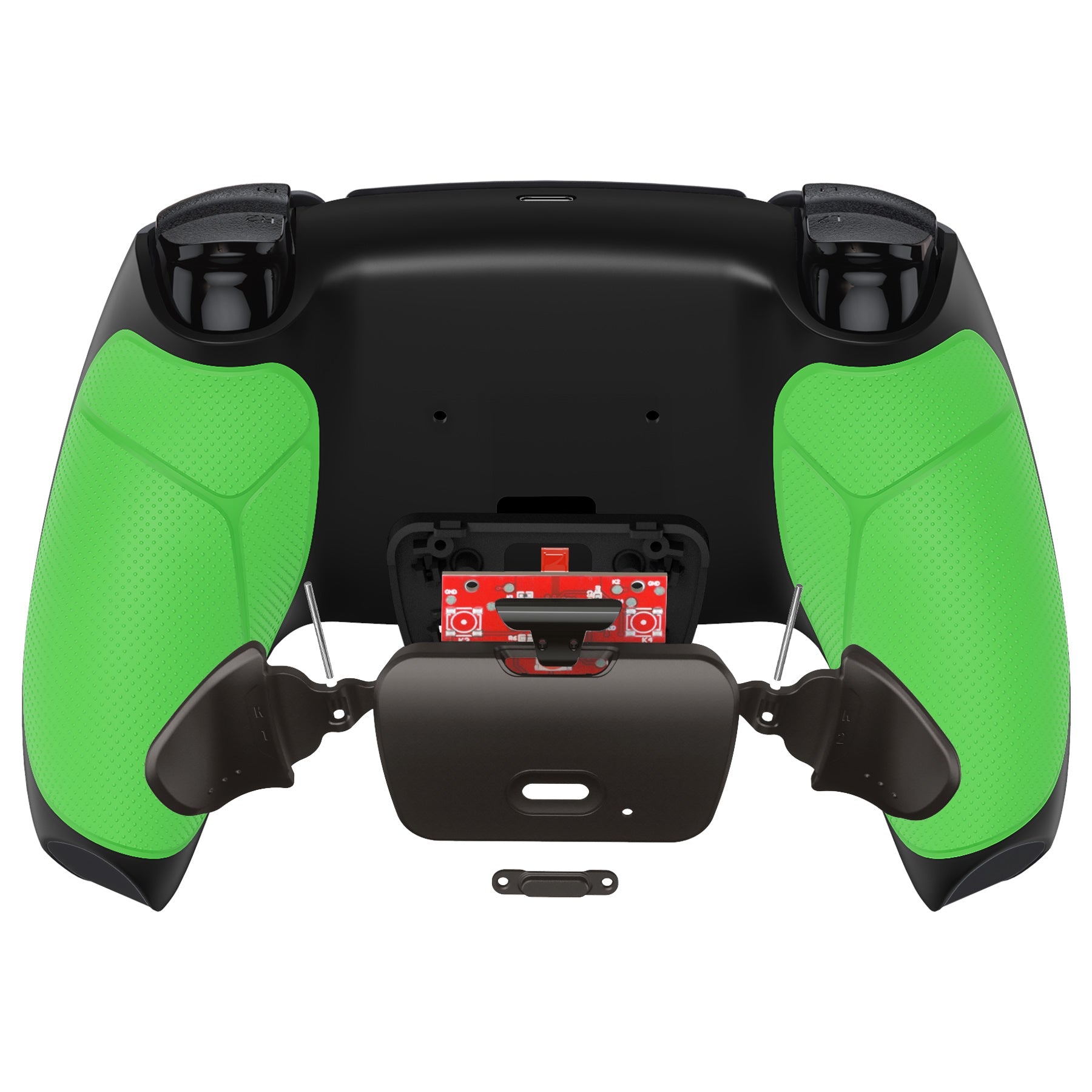 eXtremeRate Black Real Metal Buttons (RMB) Version RISE 2.0 Remap Kit for PS5 Controller BDM-010/020 - Rubberized Green eXtremeRate