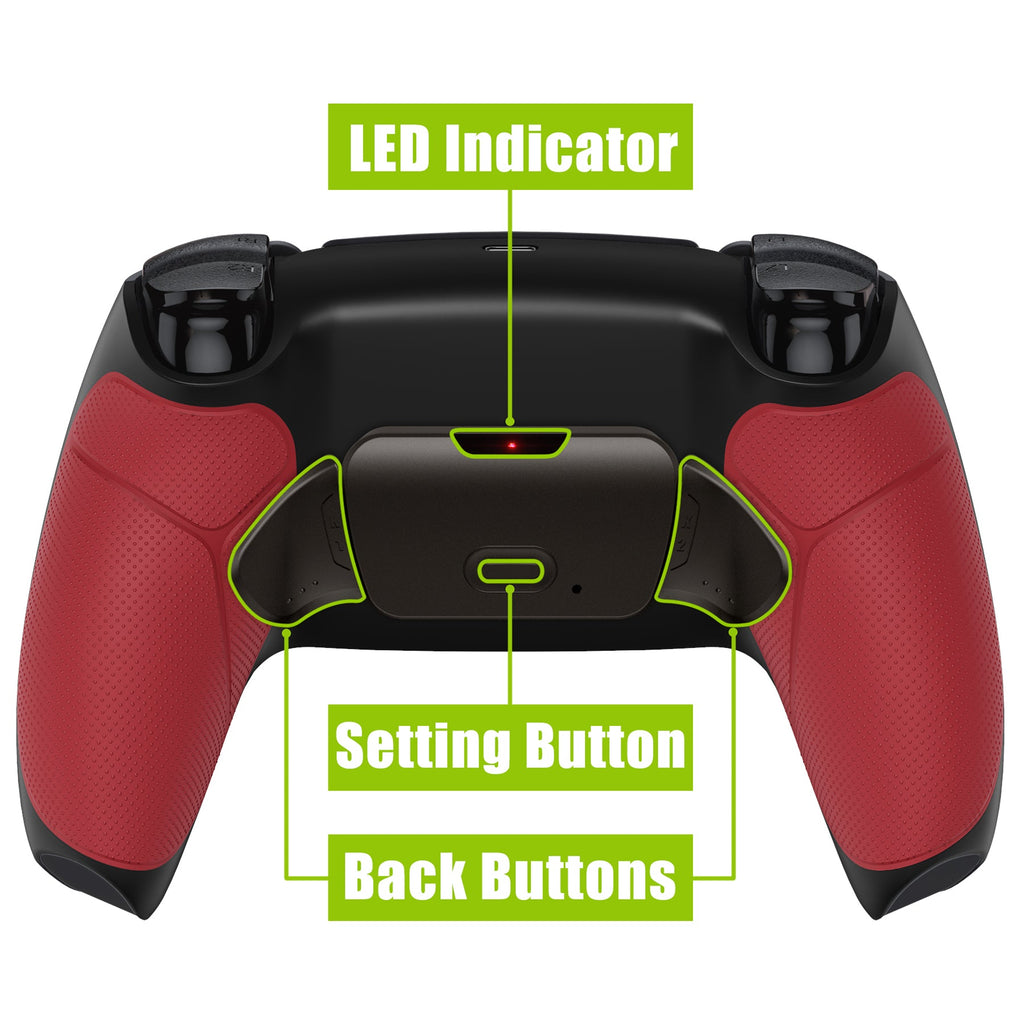 eXtremeRate Black Real Metal Buttons (RMB) Version RISE 2.0 Remap Kit for PS5 Controller BDM-010/020 - Rubberized Red eXtremeRate