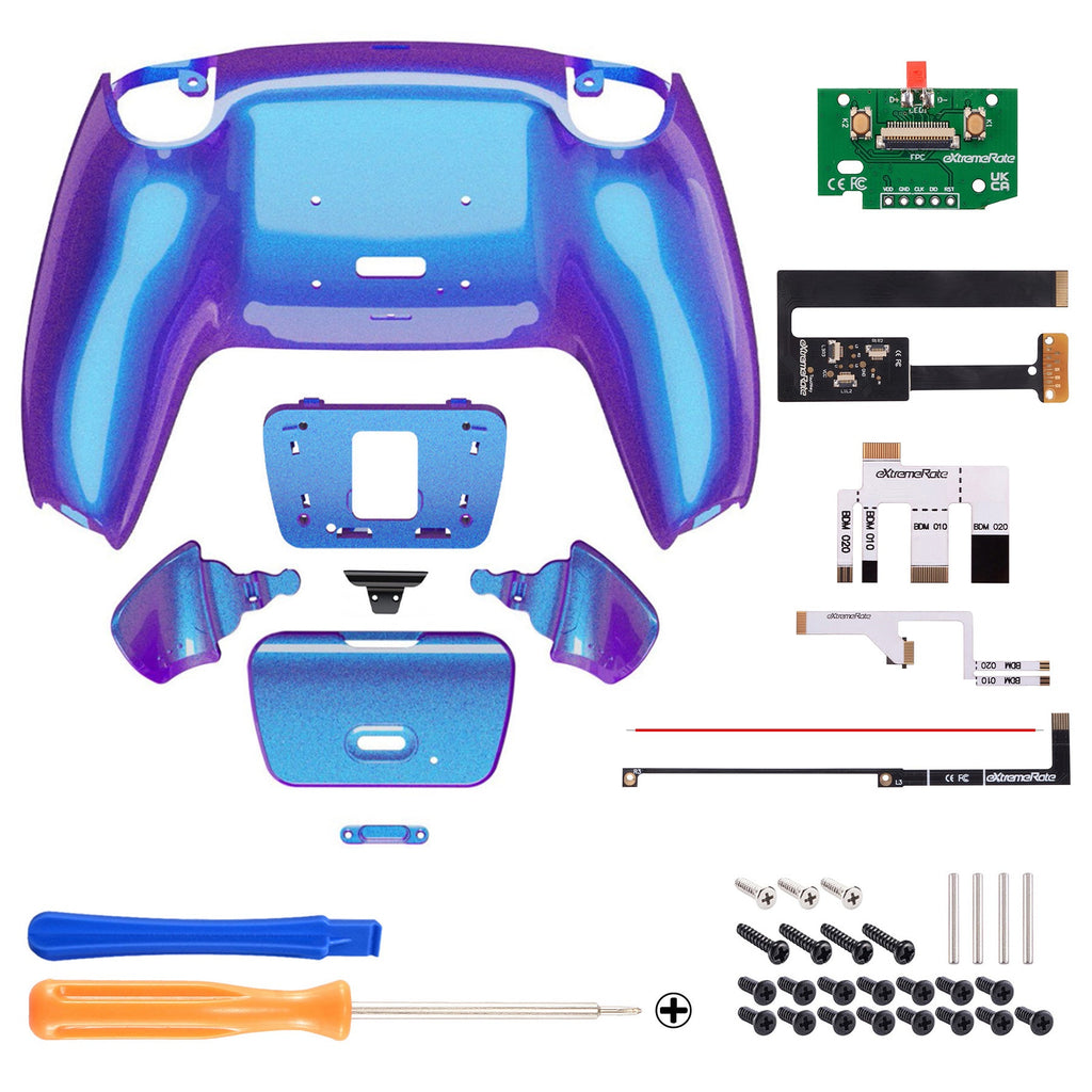 eXtremeRate Remappable Rise 2.0 Remap Kit for PS5 Controller BDM-010 & BDM-020 - Chameleon Purple Blue eXtremeRate