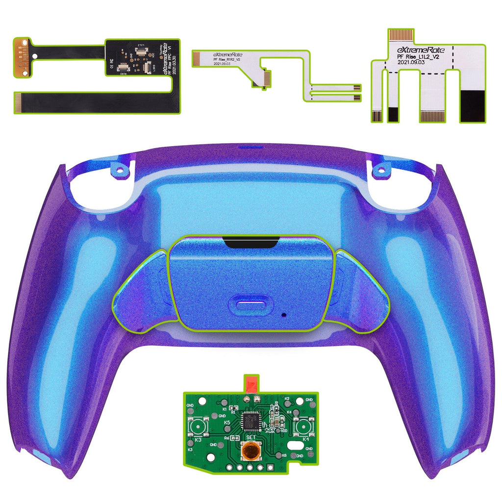 eXtremeRate Remappable Rise 2.0 Remap Kit for PS5 Controller BDM-010 & BDM-020 - Chameleon Purple Blue eXtremeRate