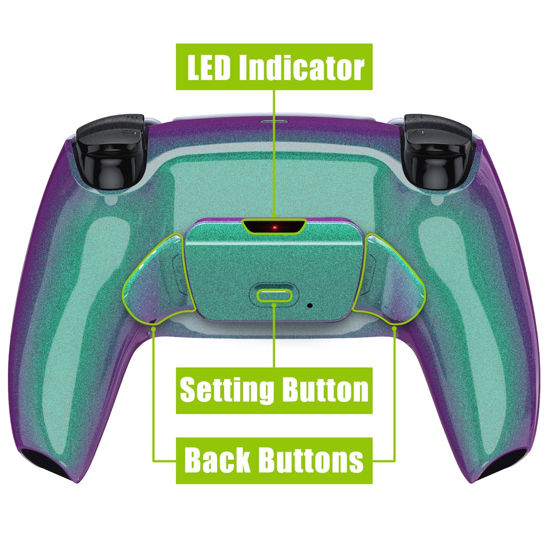 eXtremeRate Remappable Rise 2.0 Remap Kit for PS5 Controller BDM-010 & BDM-020 - Chameleon Green Purple eXtremeRate