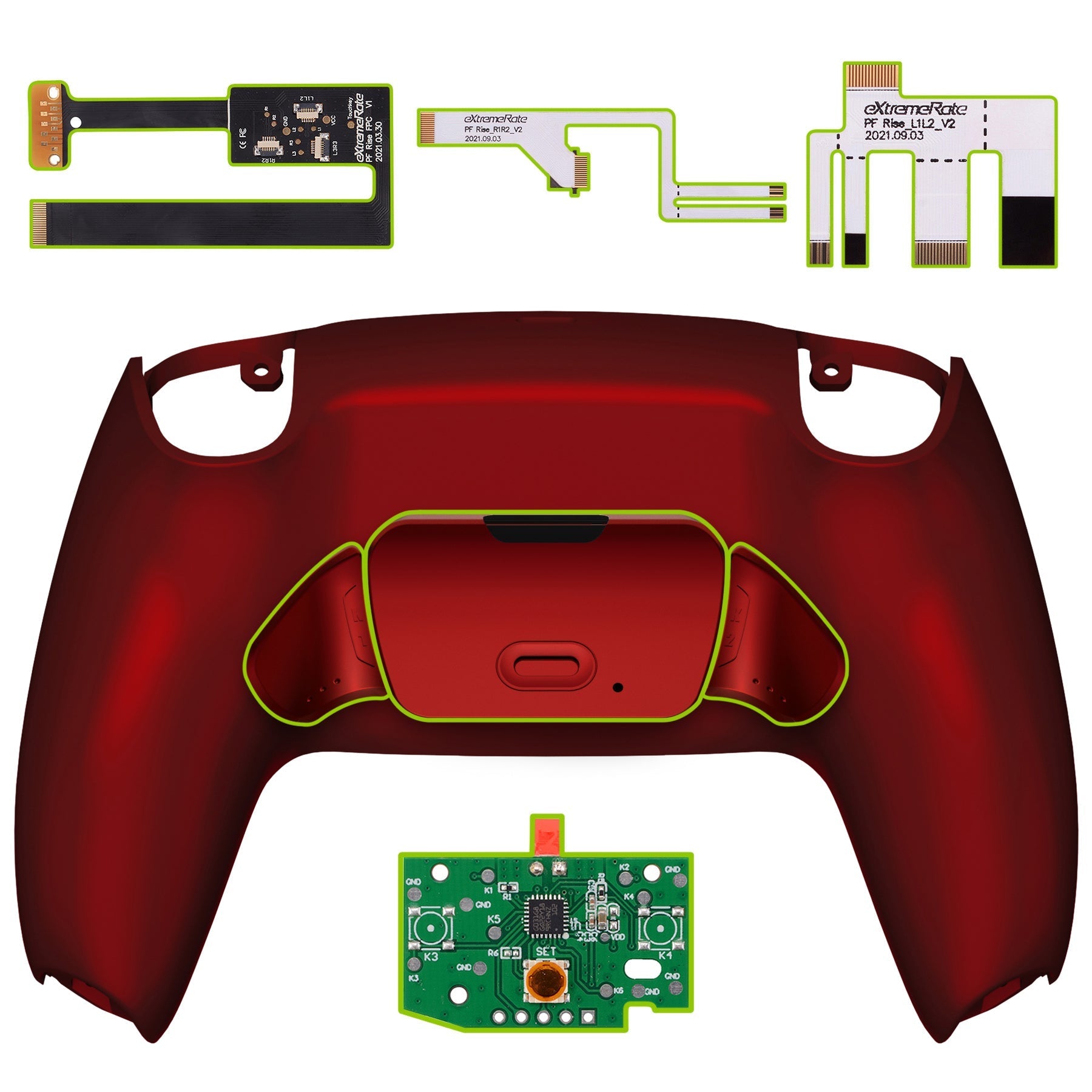 eXtremeRate Remappable Rise 2.0 Remap Kit for PS5 Controller BDM-010 & BDM-020 - Scarlet Red eXtremeRate