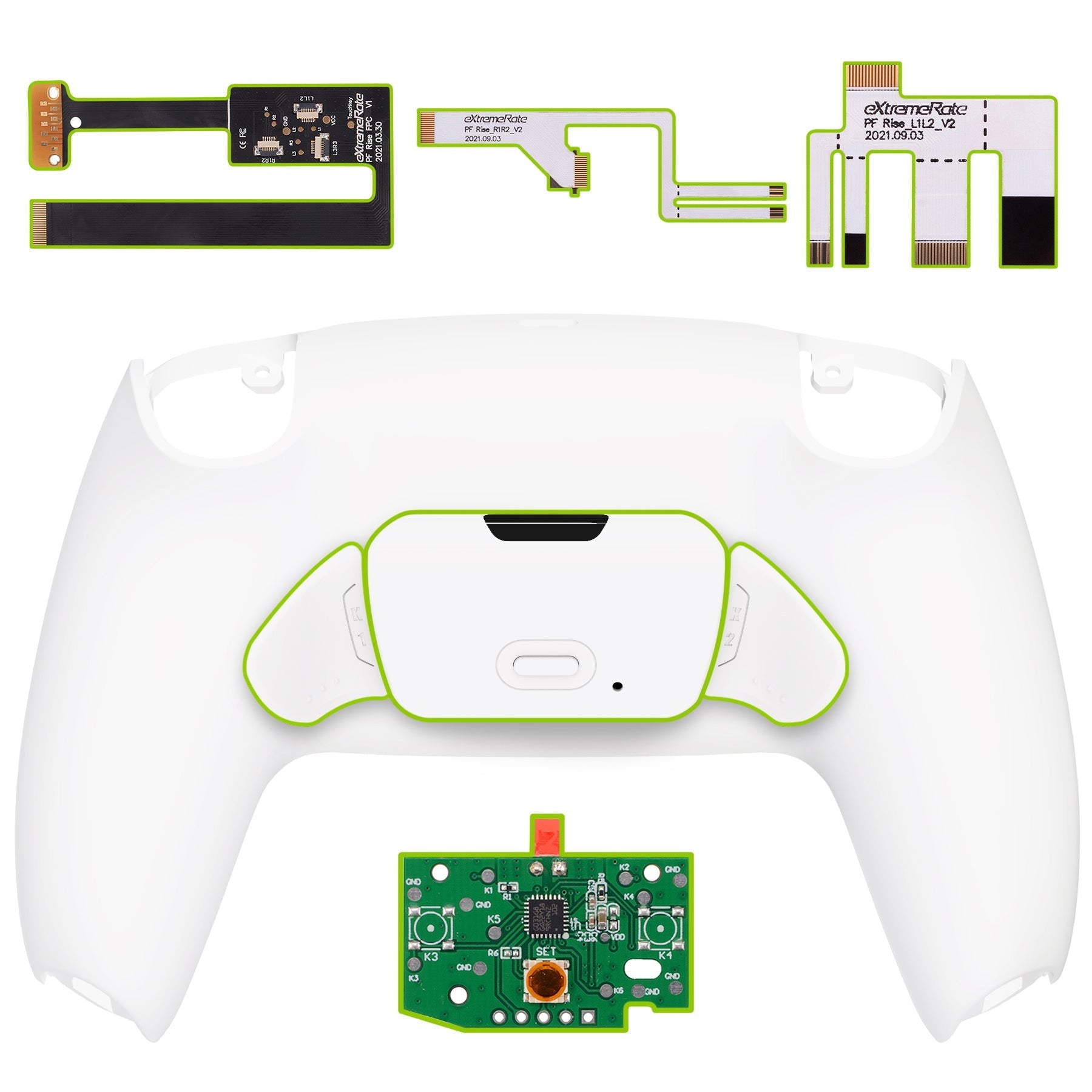 eXtremeRate Remappable Rise 2.0 Remap Kit for PS5 Controller BDM-010 & BDM-020 - White eXtremeRate