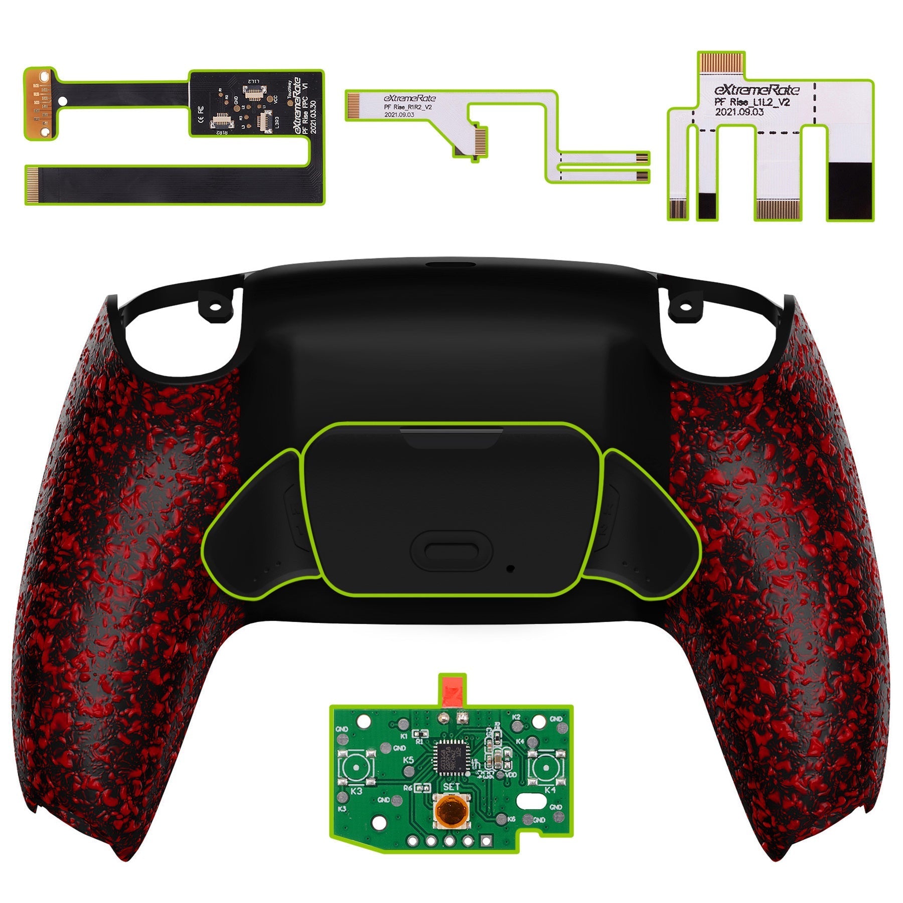 eXtremeRate Remappable Rise 2.0 Remap Kit for PS5 Controller BDM-010 & BDM-020 - Textured Red eXtremeRate