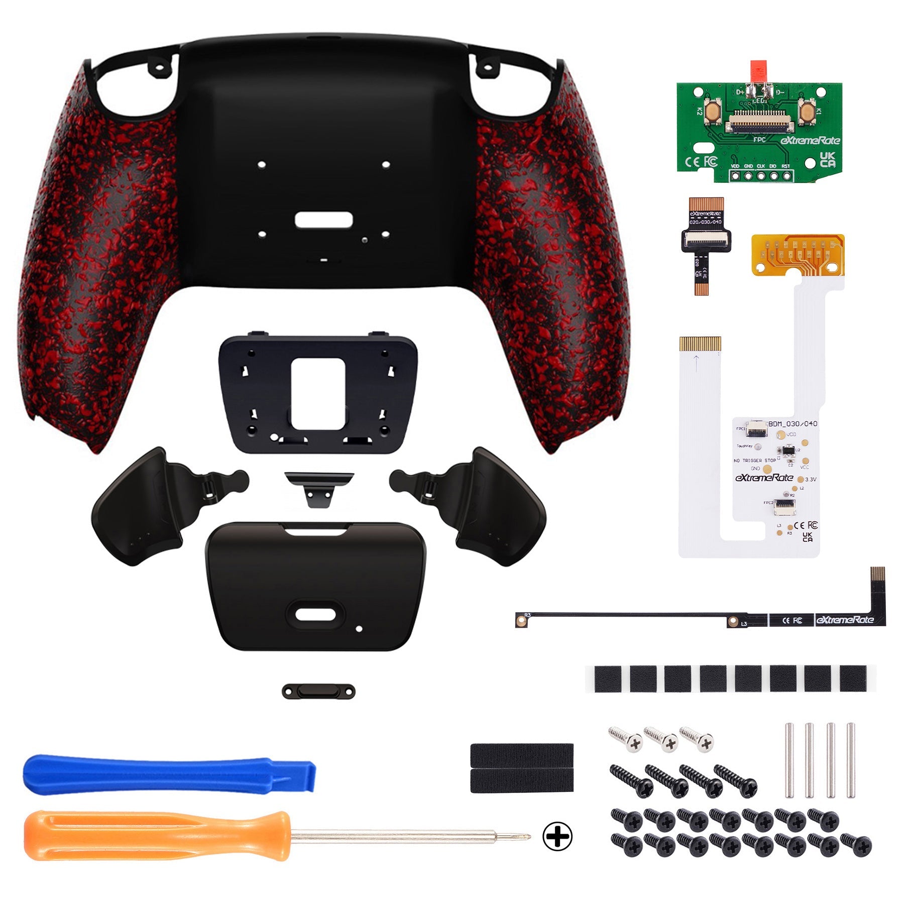 eXtremeRate Remappable RISE V3 Remap Kit for PS5 Controller BDM-030/040/050 - Textured Red eXtremeRate
