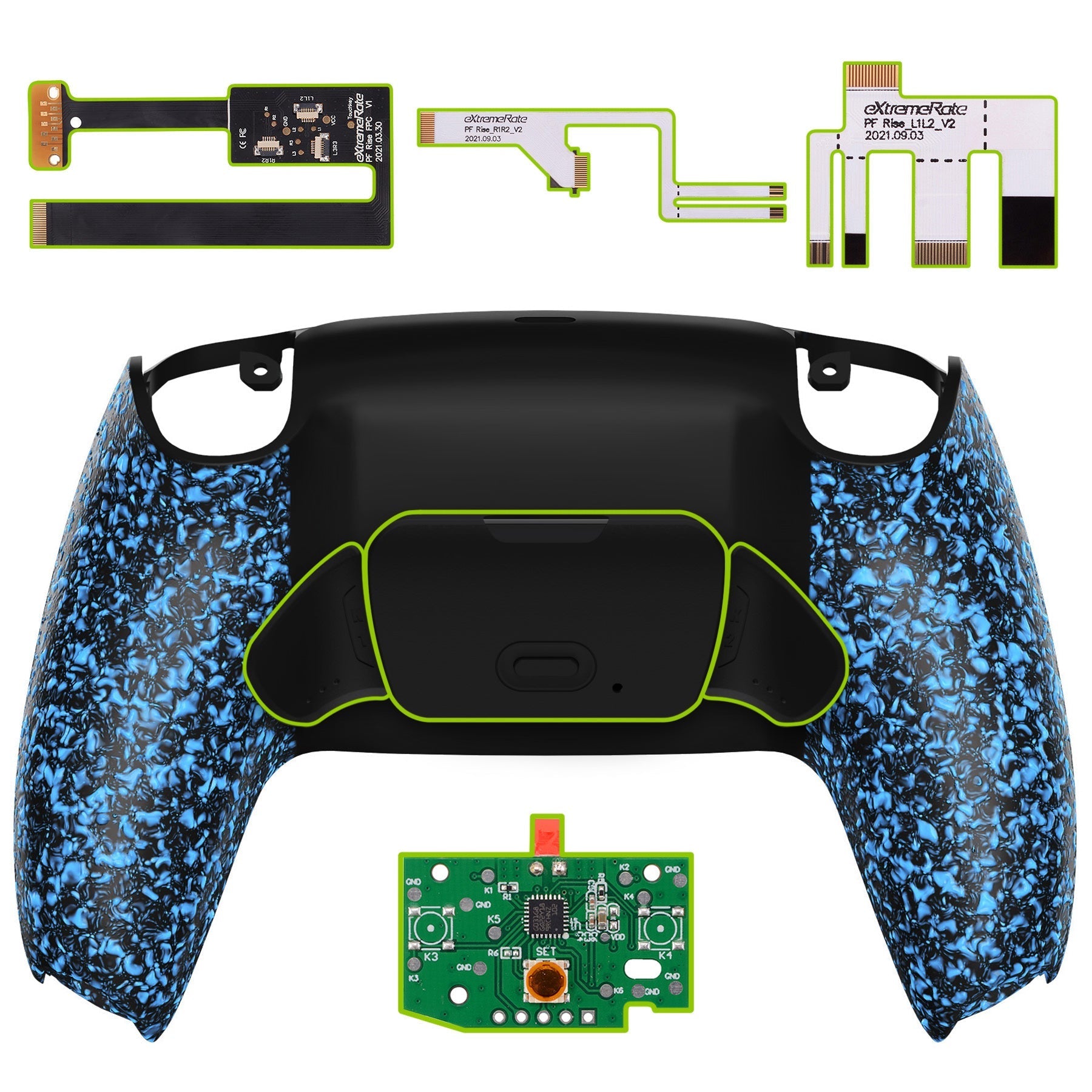 eXtremeRate Remappable Rise 2.0 Remap Kit for PS5 Controller BDM-010 & BDM-020 - Textured Blue eXtremeRate