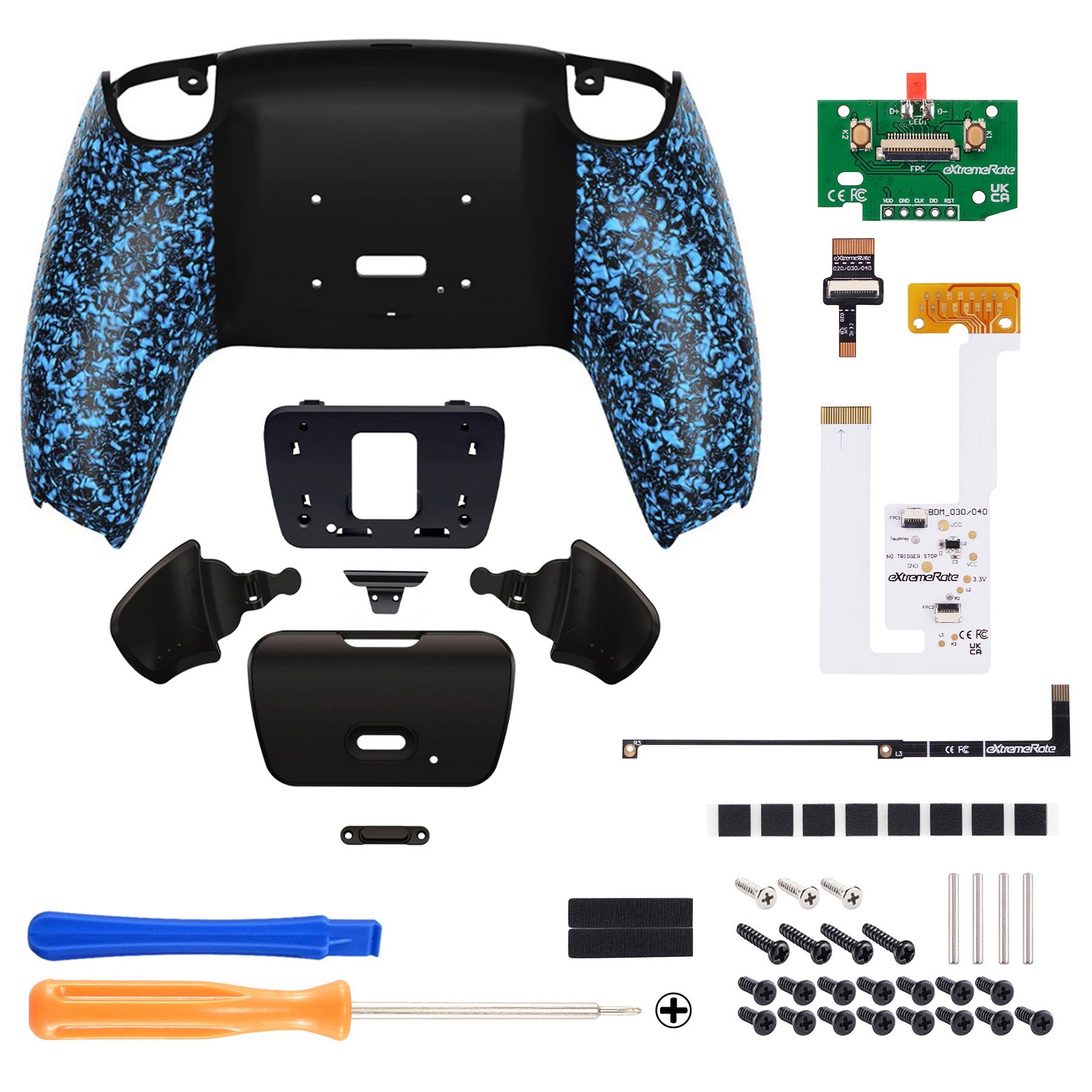 eXtremeRate Remappable RISE V3 Remap Kit for PS5 Controller BDM-030/040/050 - Textured Blue eXtremeRate
