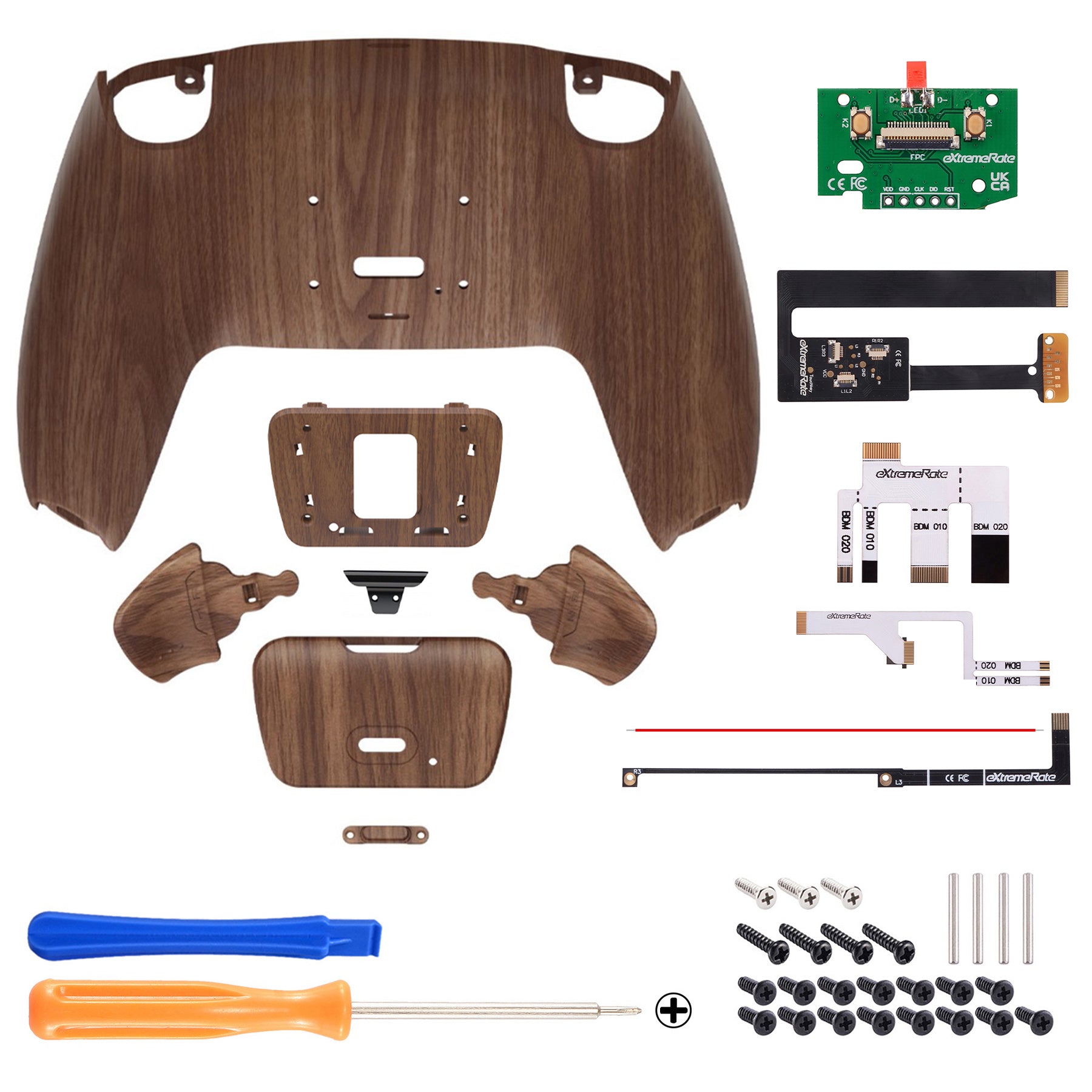 eXtremeRate Remappable Rise 2.0 Remap Kit for PS5 Controller BDM-010 & BDM-020 - Wood Grain eXtremeRate