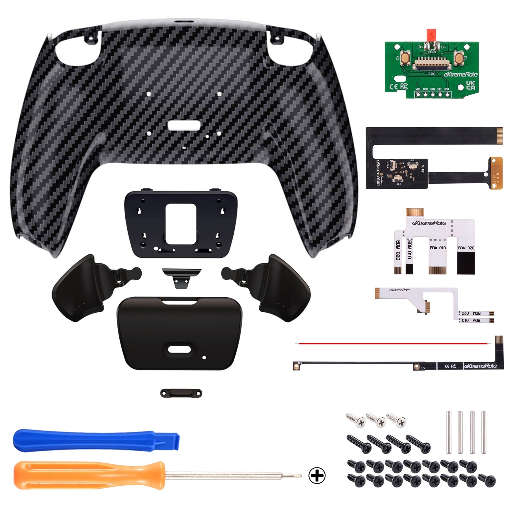 eXtremeRate Remappable Rise 2.0 Remap Kit for PS5 Controller BDM-010 & BDM-020 - Graphite Carbon Fiber eXtremeRate