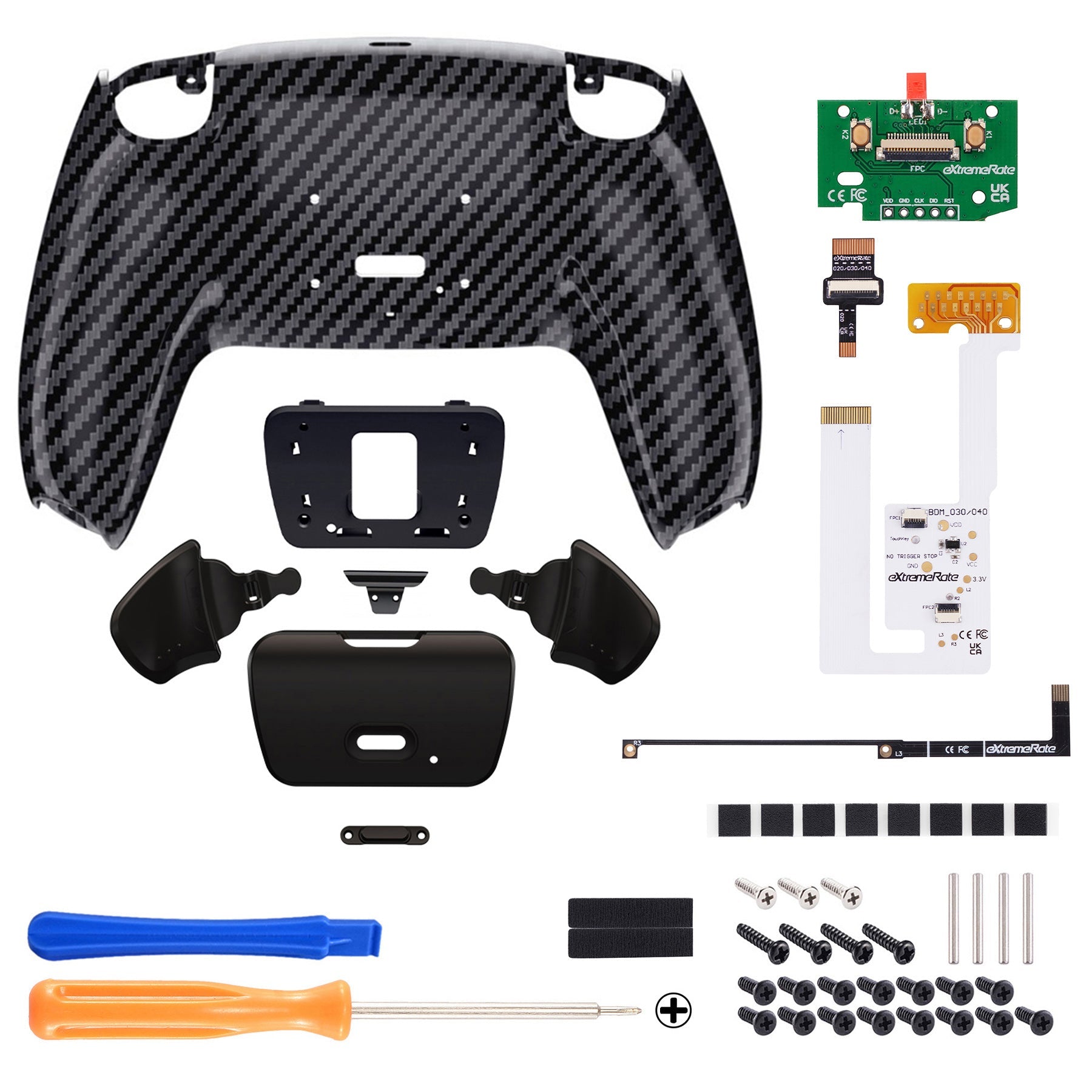 eXtremeRate Remappable RISE V3 Remap Kit for PS5 Controller BDM-030/040/050 - Graphite Carbon Fiber eXtremeRate