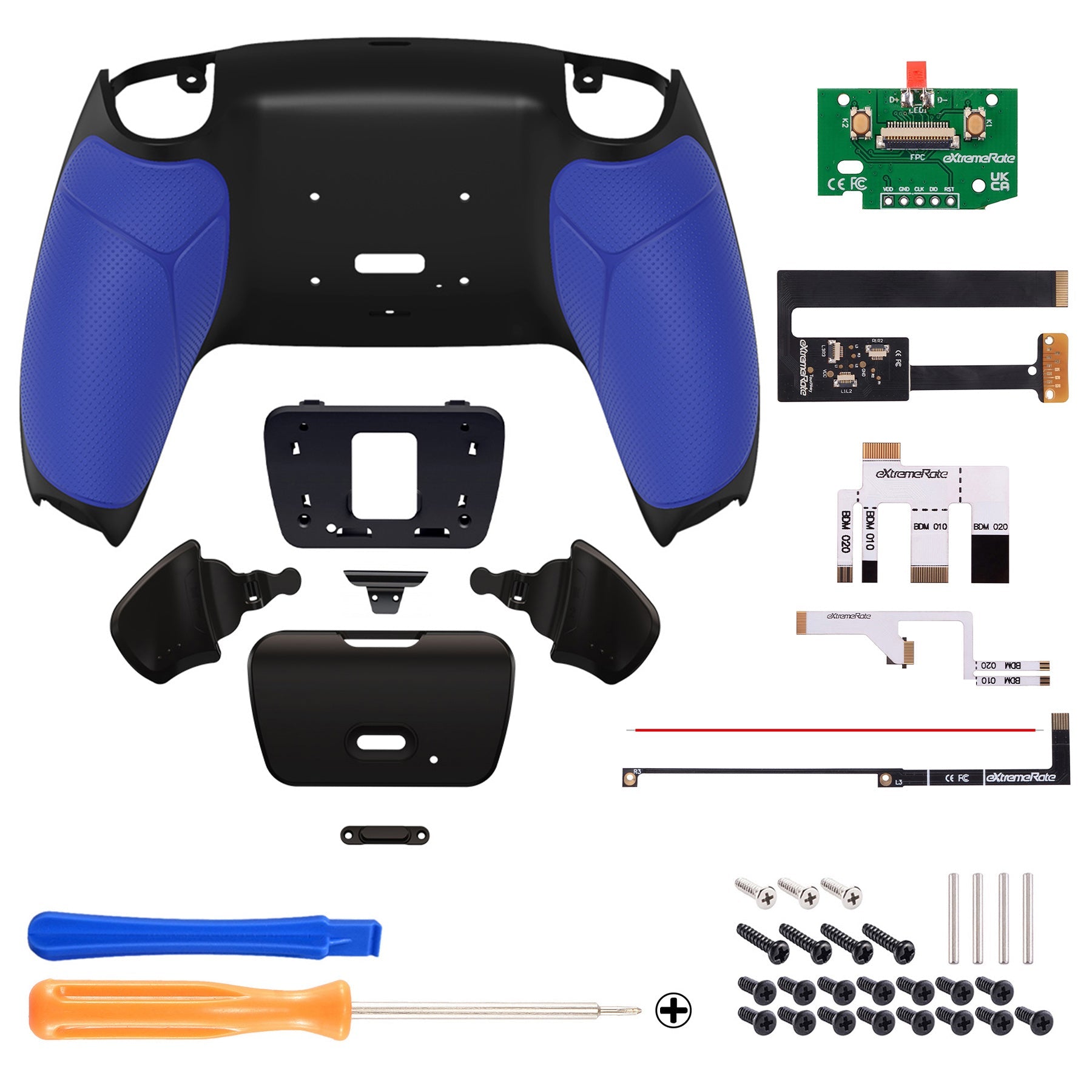 eXtremeRate Remappable Rise 2.0 Remap Kit for PS5 Controller BDM-010 & BDM-020 - Rubberized Blue eXtremeRate