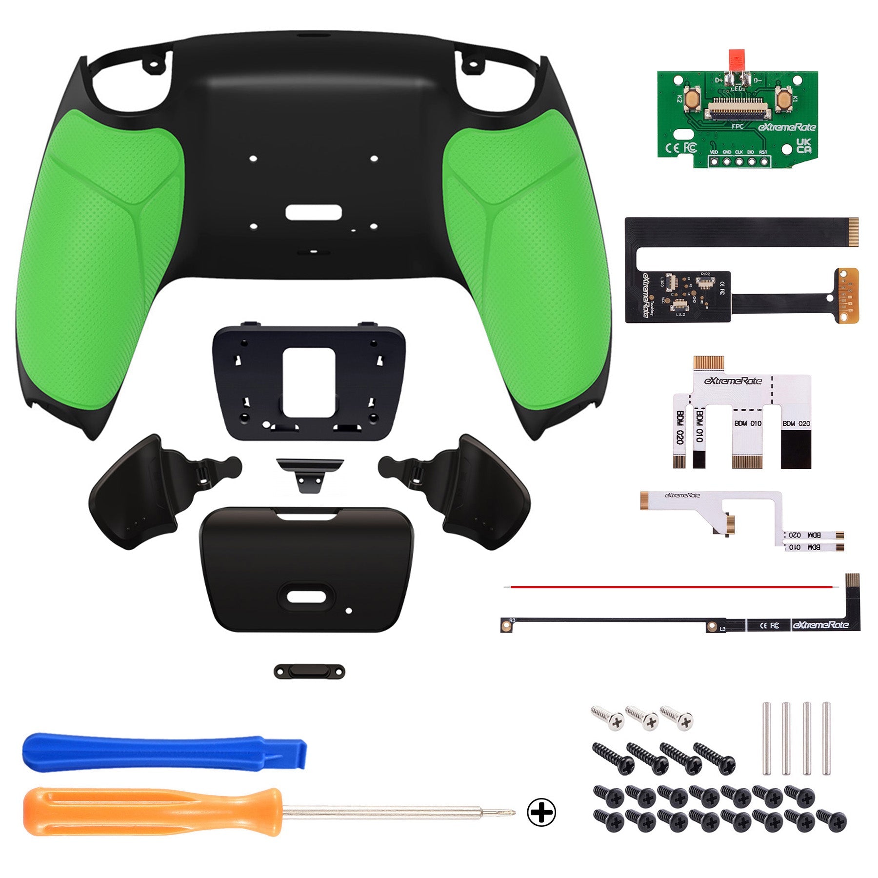 eXtremeRate Remappable Rise 2.0 Remap Kit for PS5 Controller BDM-010 & BDM-020 - Rubberized Green eXtremeRate