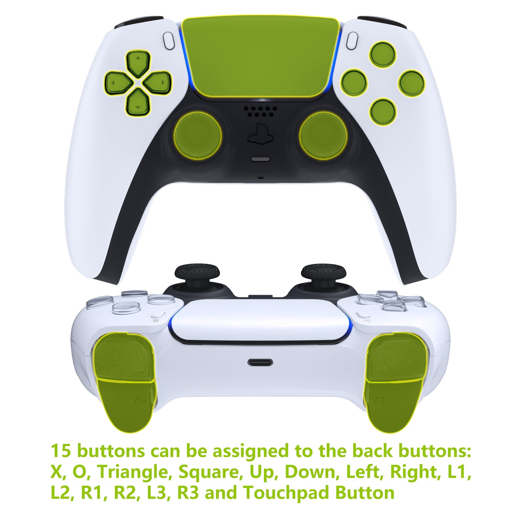 eXtremeRate Remappable Rise 2.0 Remap Kit for PS5 Controller BDM-010 & BDM-020 - Rubberized Green eXtremeRate