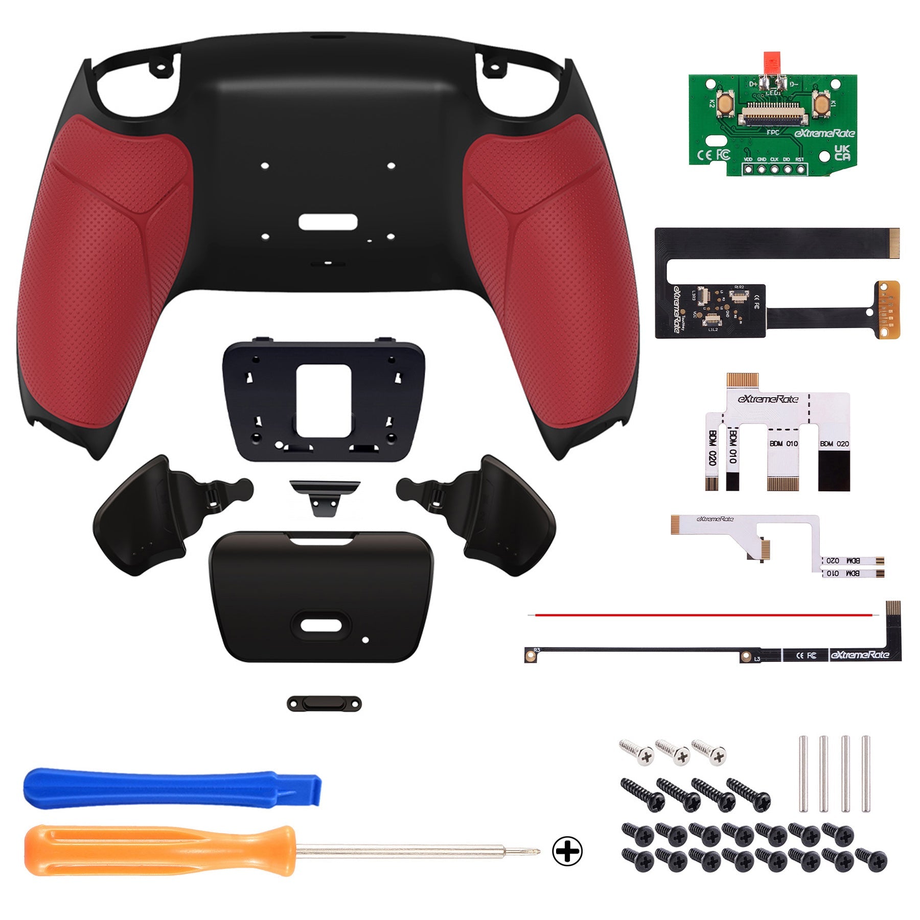 eXtremeRate Remappable Rise 2.0 Remap Kit for PS5 Controller BDM-010 & BDM-020 - Rubberized Red eXtremeRate