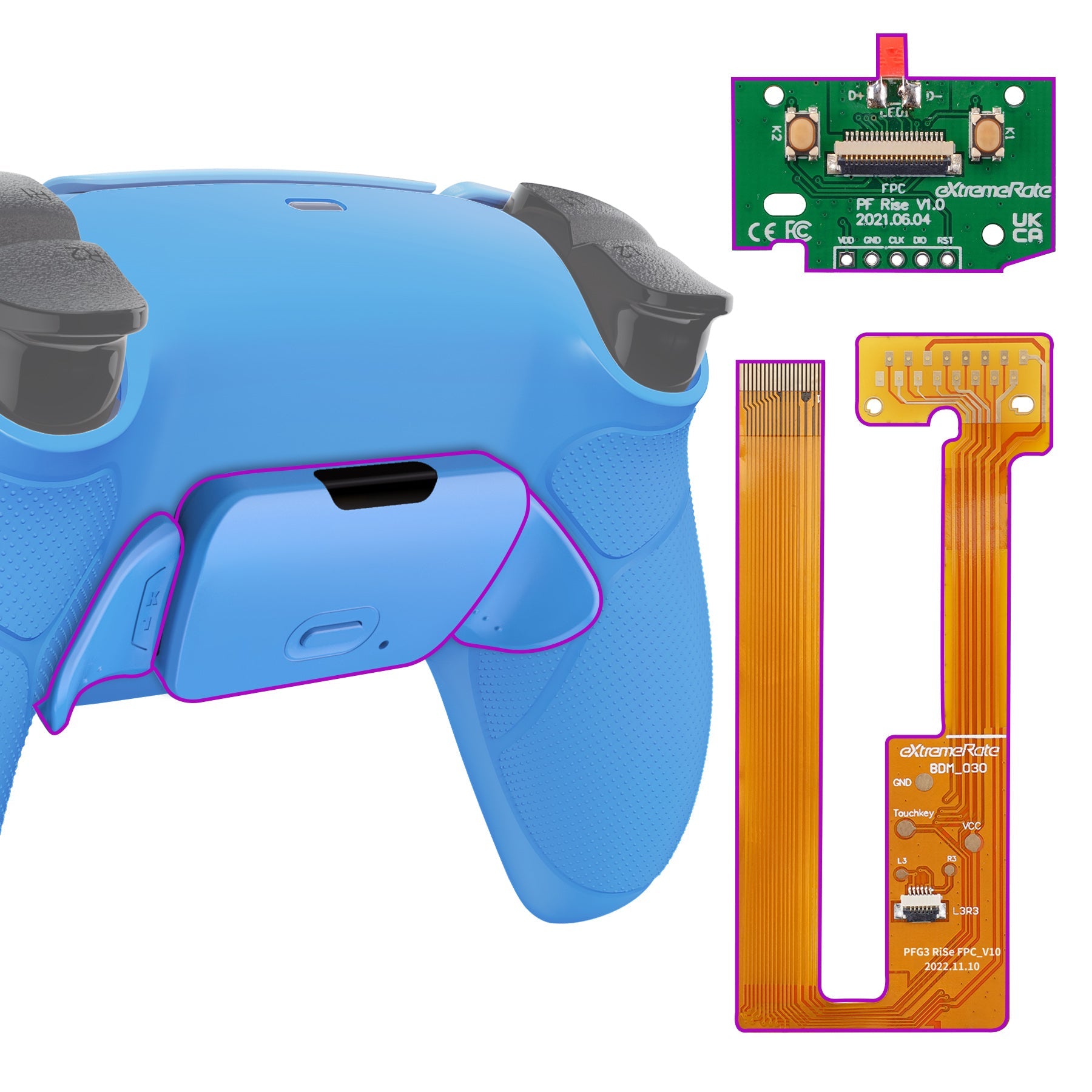 eXtremeRate Remappable RISE Remap Kit for PS5 Controller BDM-030/040/050 - Rubberized Starlight Blue eXtremeRate