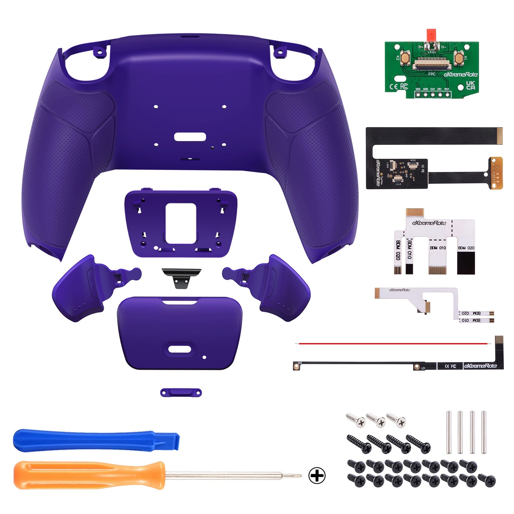 eXtremeRate Remappable Rise 2.0 Remap Kit for PS5 Controller BDM-010 & BDM-020 - Rubberized Galactic Purple eXtremeRate