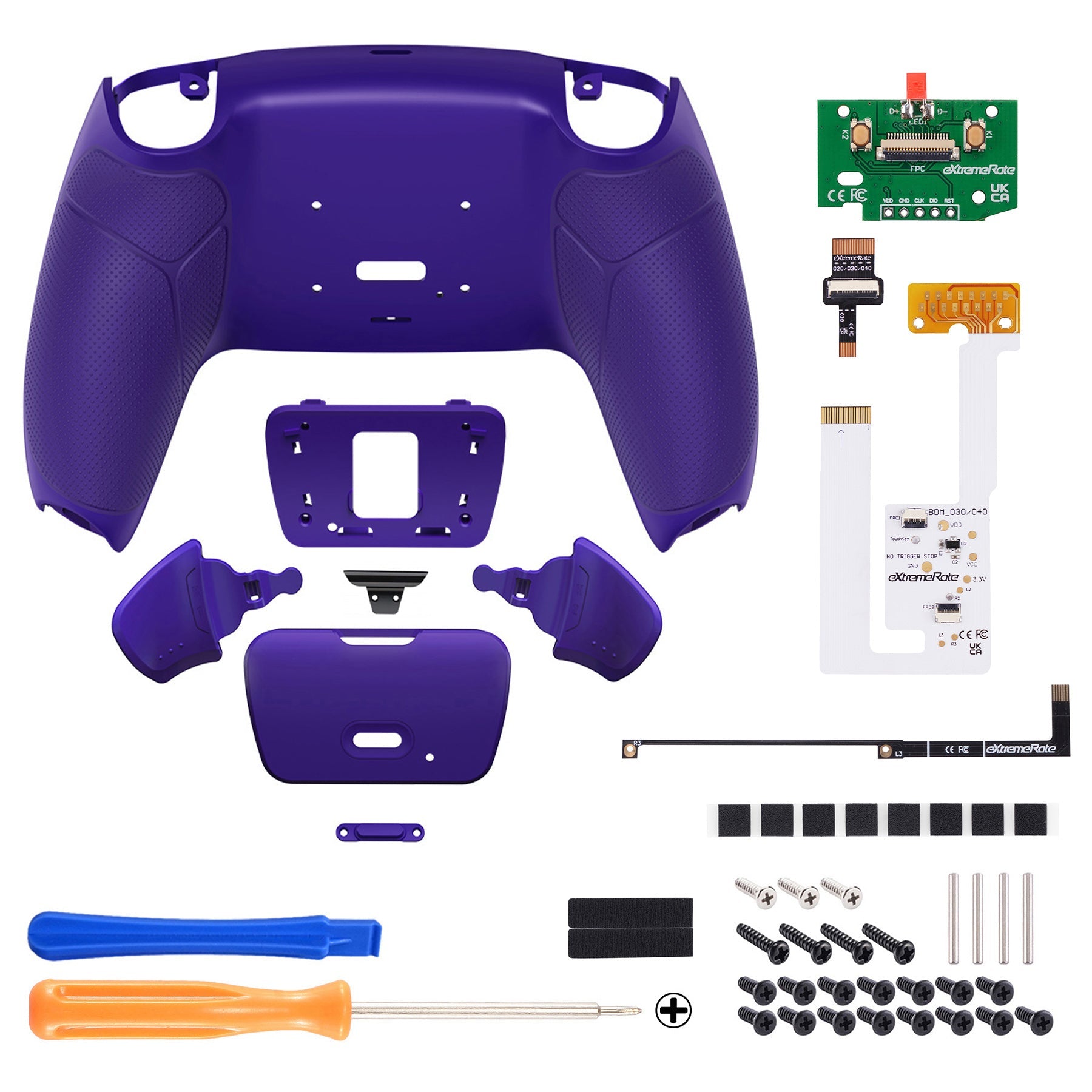 eXtremeRate Remappable RISE V3 Remap Kit for PS5 Controller BDM-030/040/050 - Rubberized Galactic Purple eXtremeRate