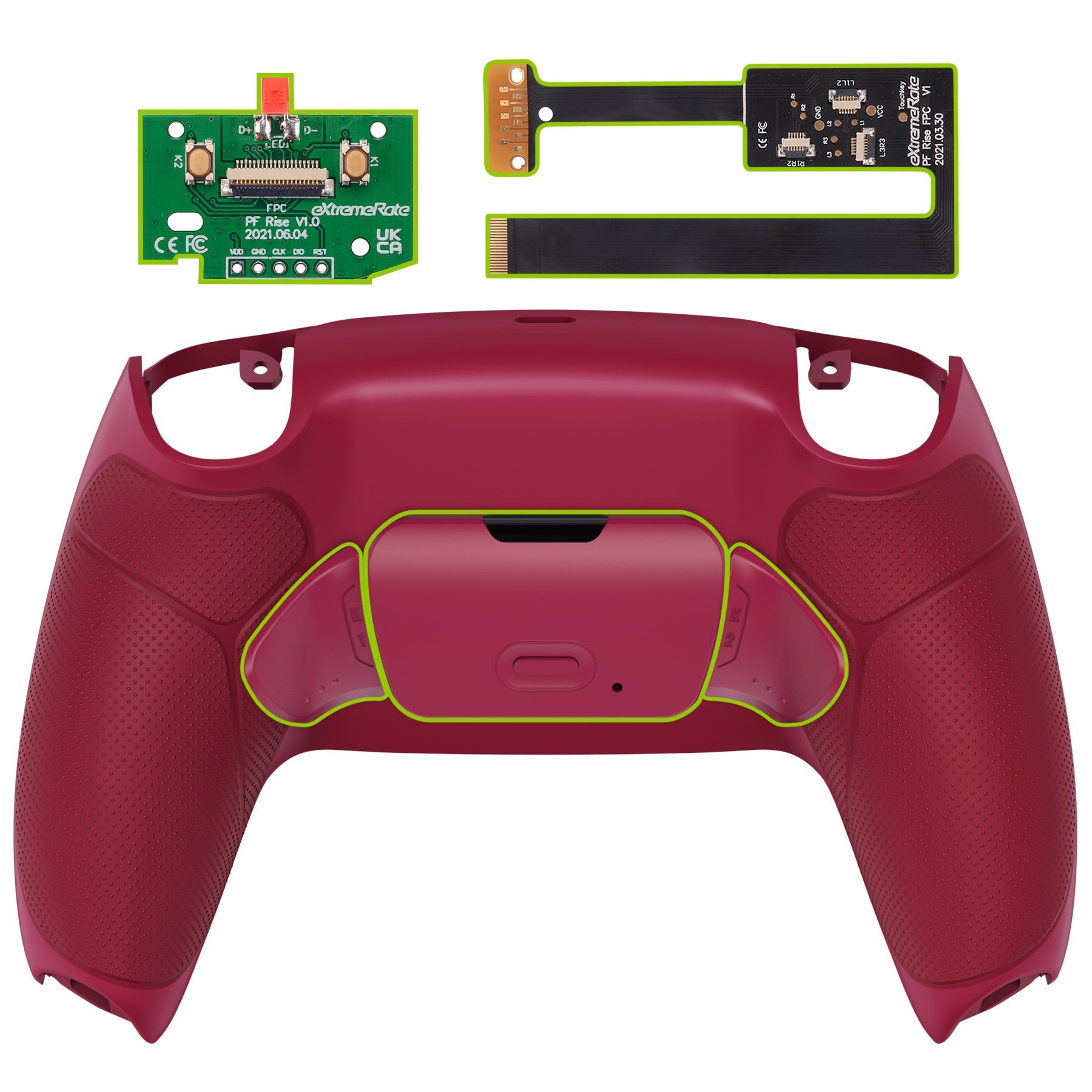 eXtremeRate Remappable Rise 2.0 Remap Kit for PS5 Controller BDM-010 & BDM-020 - Rubberized Cosmic Red eXtremeRate