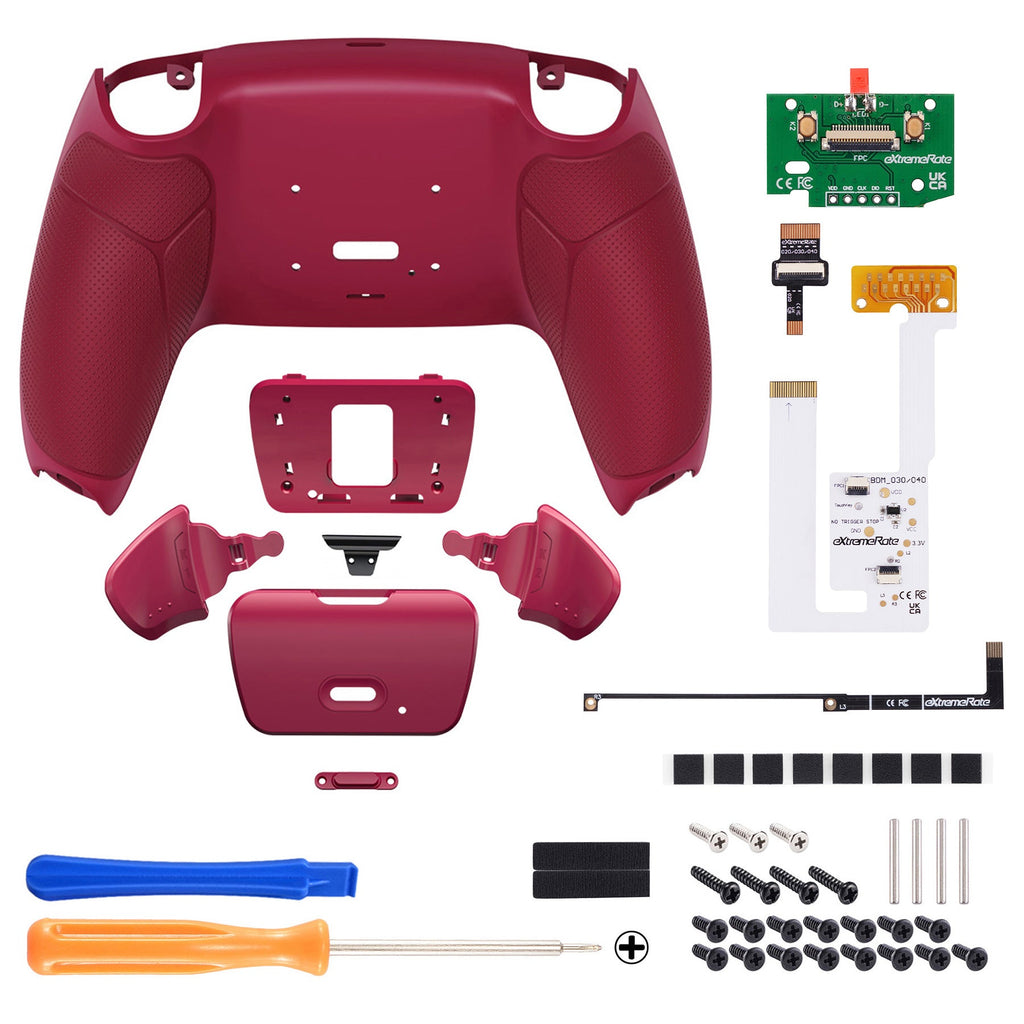eXtremeRate Remappable RISE V3 Remap Kit for PS5 Controller BDM-030/040/050 - Rubberized Cosmic Red eXtremeRate