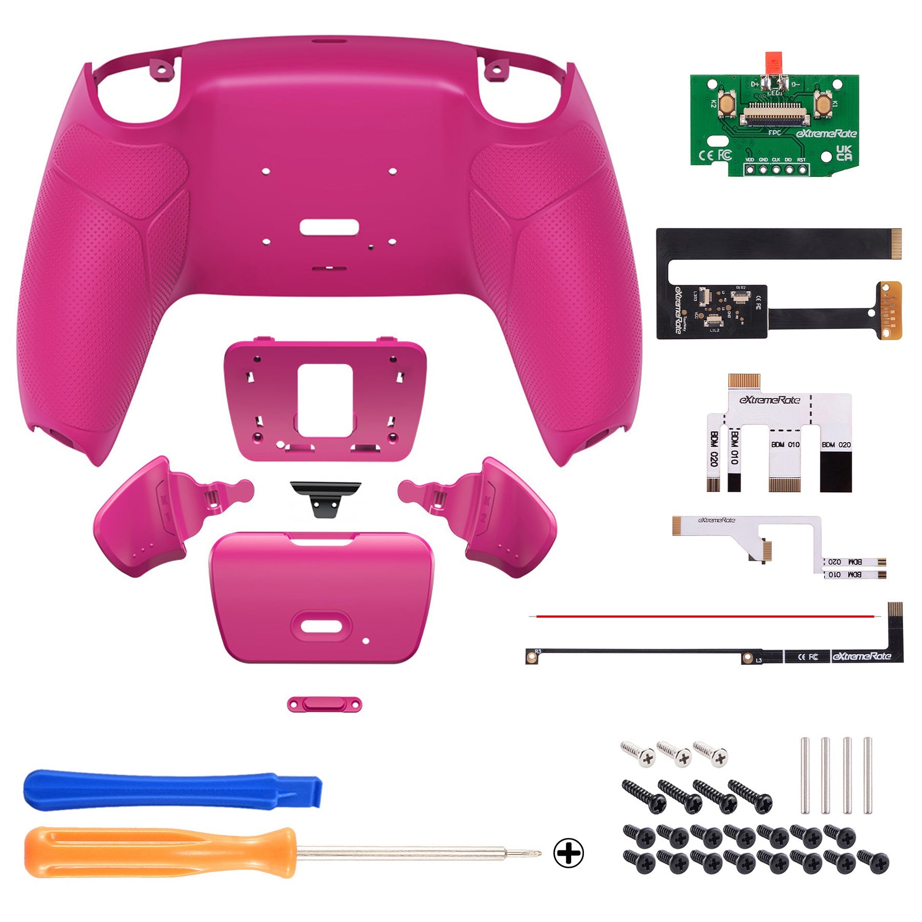 eXtremeRate Remappable Rise 2.0 Remap Kit for PS5 Controller BDM-010 & BDM-020 - Rubberized Nova Pink eXtremeRate