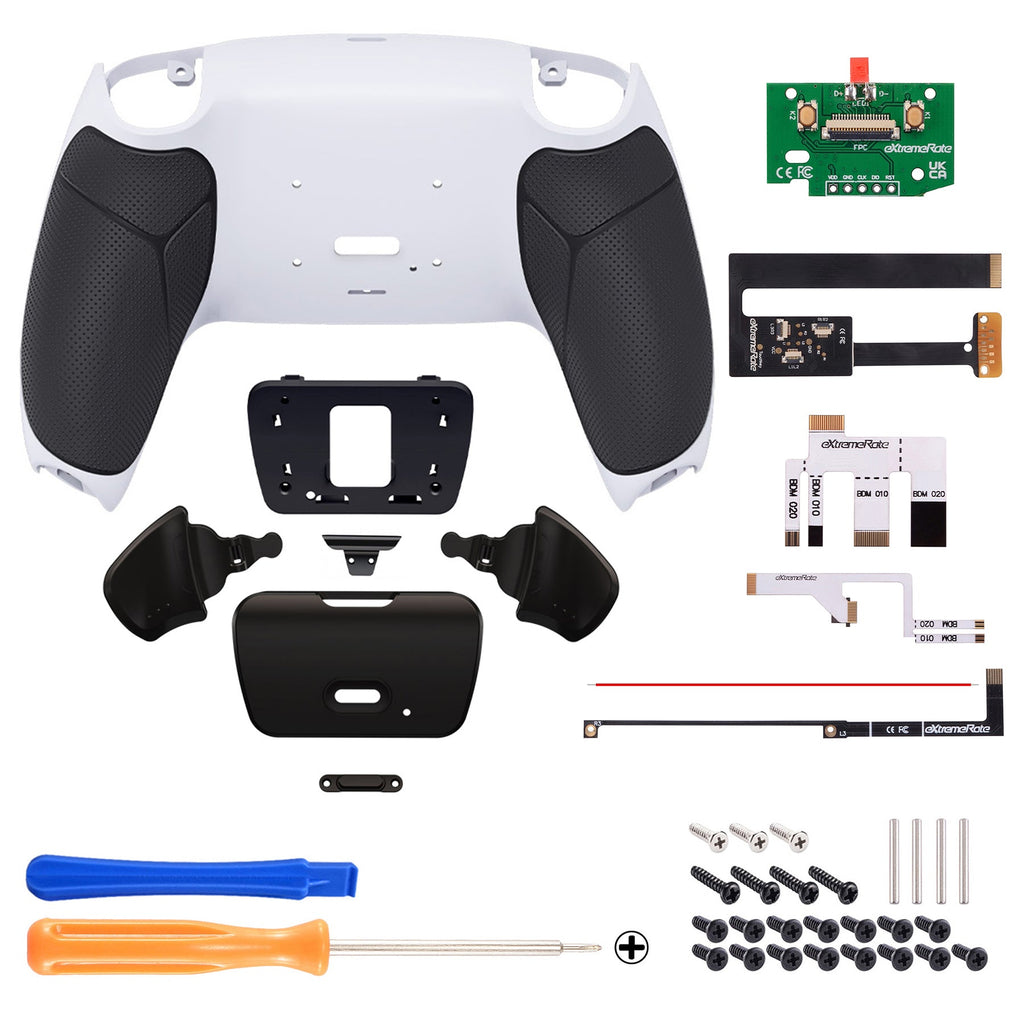 eXtremeRate Remappable Rise 2.0 Remap Kit for PS5 Controller BDM-010 & BDM-020 - Rubberized Black Grip with Black Back Paddles eXtremeRate