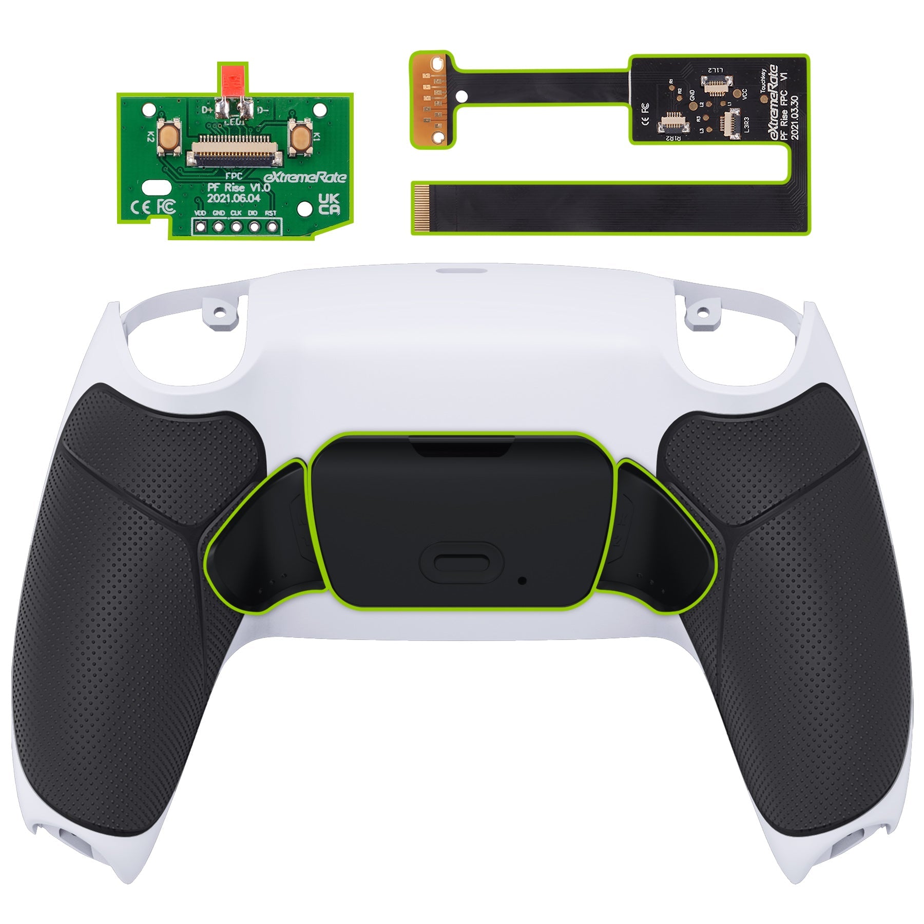 eXtremeRate Remappable Rise 2.0 Remap Kit for PS5 Controller BDM-010 & BDM-020 - Rubberized Black Grip with Black Back Paddles eXtremeRate