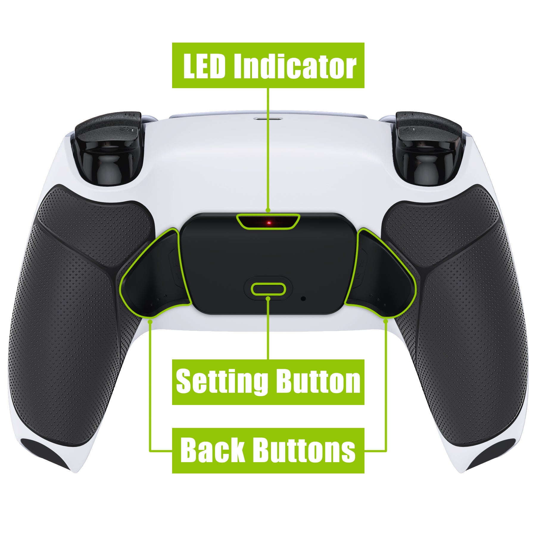 eXtremeRate Remappable Rise 2.0 Remap Kit for PS5 Controller BDM-010 & BDM-020 - Rubberized Black Grip with Black Back Paddles eXtremeRate
