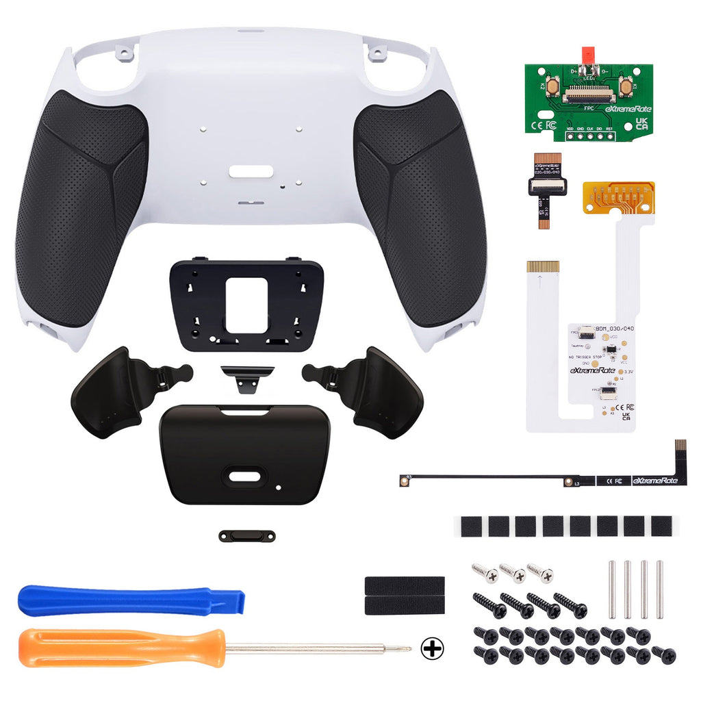 eXtremeRate Remappable RISE V3 Remap Kit for PS5 Controller BDM-030/040/050 - Rubberized Black Grip with Black Back Paddles eXtremeRate