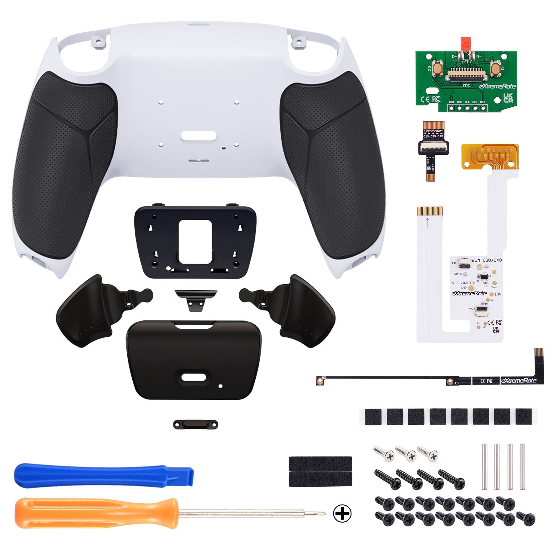 eXtremeRate Remappable RISE V3 Remap Kit for PS5 Controller BDM-030/040/050 - Rubberized Black Grip with Black Back Paddles eXtremeRate