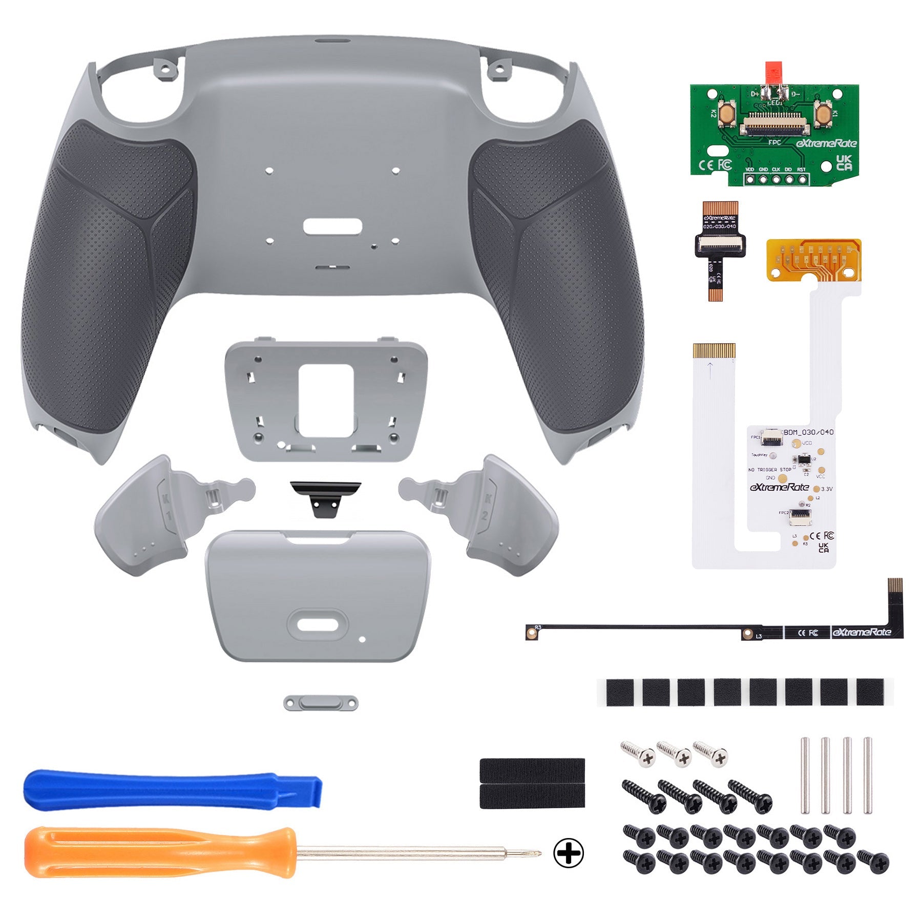eXtremeRate Remappable RISE V3 Remap Kit for PS5 Controller BDM-030/040/050 - Rubberized Classic Gray eXtremeRate