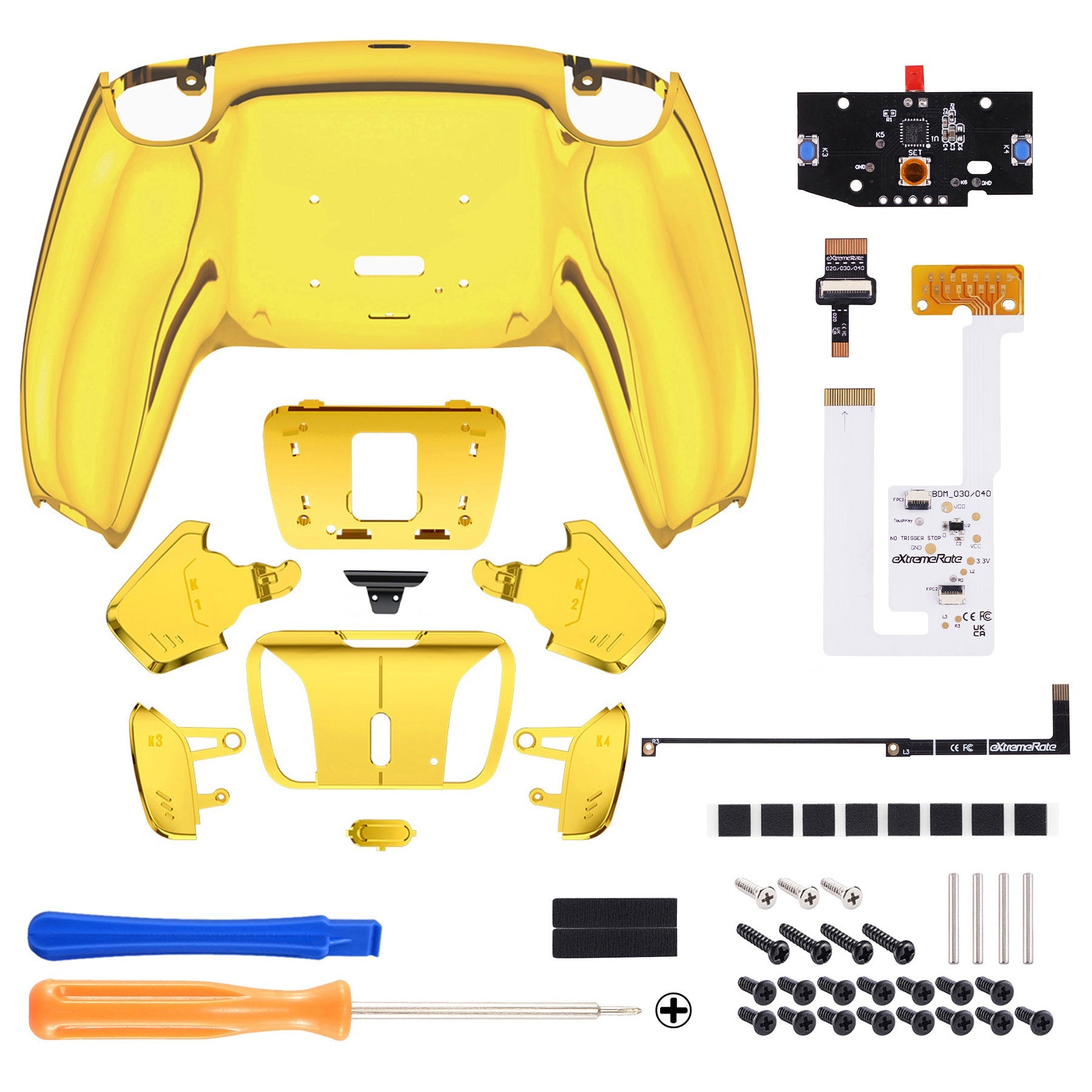eXtremeRate Remappable RISE4 V3 Remap Kit for PS5 Controller BDM-030/040/050 - Chrome Gold eXtremeRate