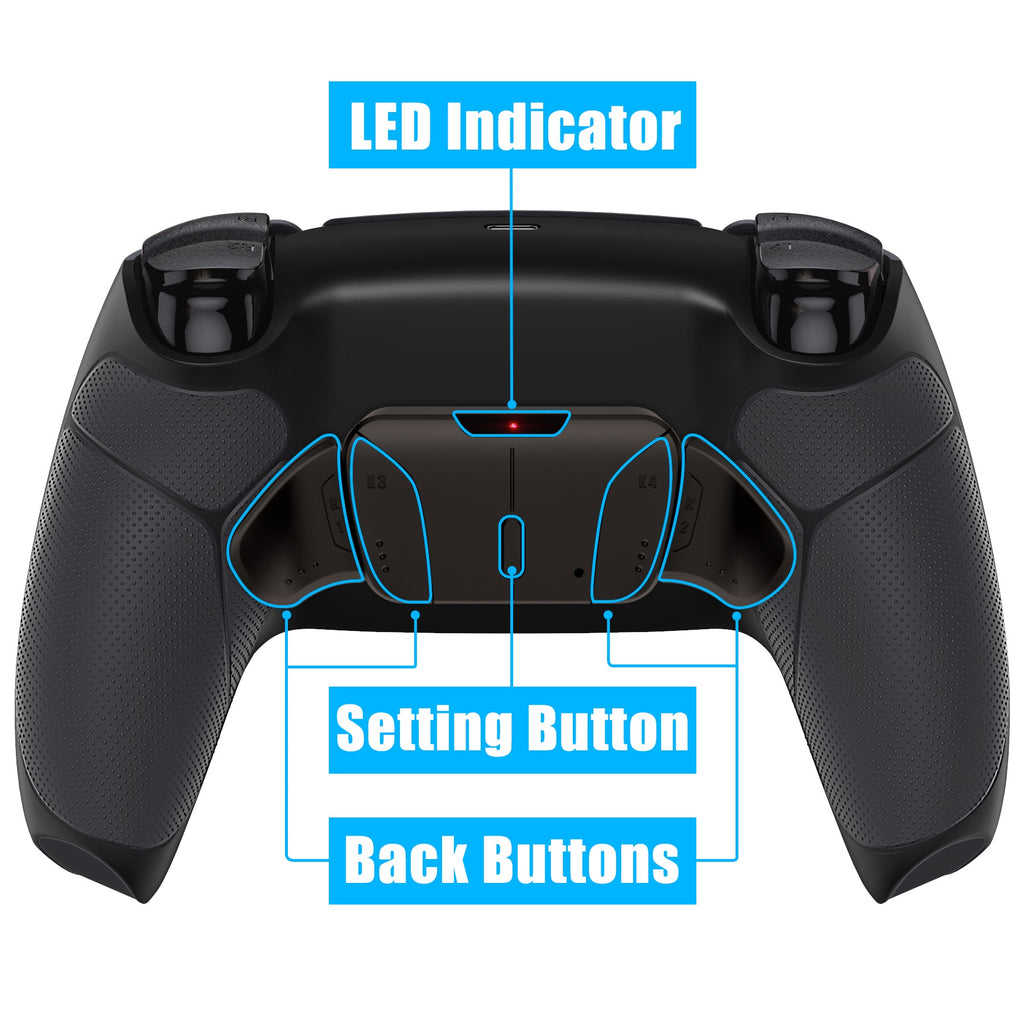 eXtremeRate Black Real Metal Buttons (RMB) Version RISE4 Remap Kit for PS5 Controller BDM-010/020 - Rubberized Black eXtremeRate